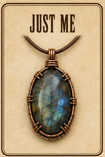 Just Me Labradorite Copper Pendant, No War Today Statement Necklace, Handmade One of a Kind Artisan Jewelry. Just me