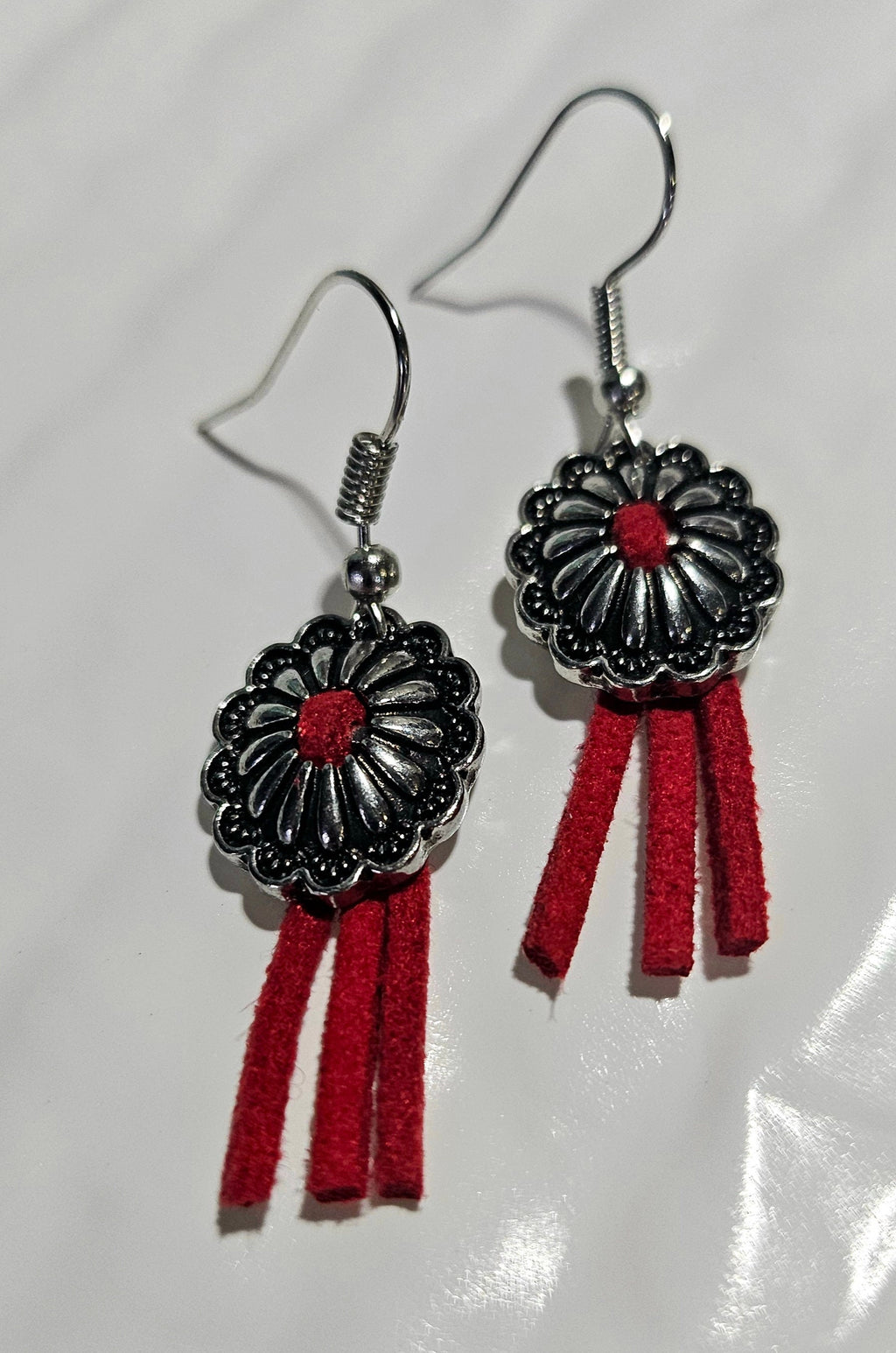 Delightful 1-Inch Red Leather Earrings with Stainless Steel Hooks for Everyday Chic  Night Out Glam