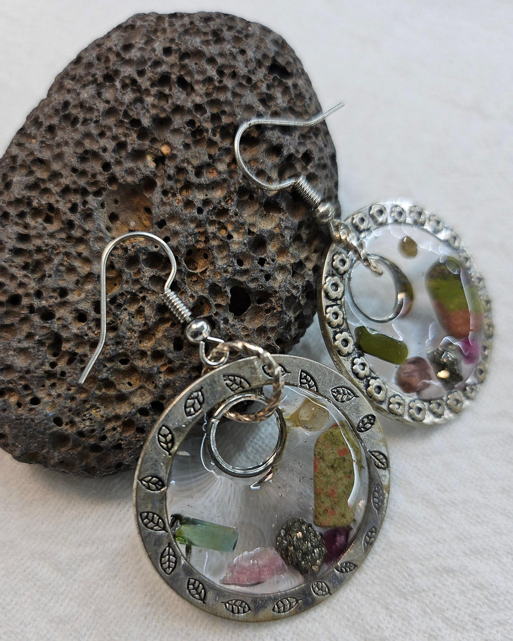 Mixed Stone Drop Earrings - Rustic Boho Handmade Jewelry Gift for Her - Unique Statement Accessory with FREE Shipping  Rustic Boho