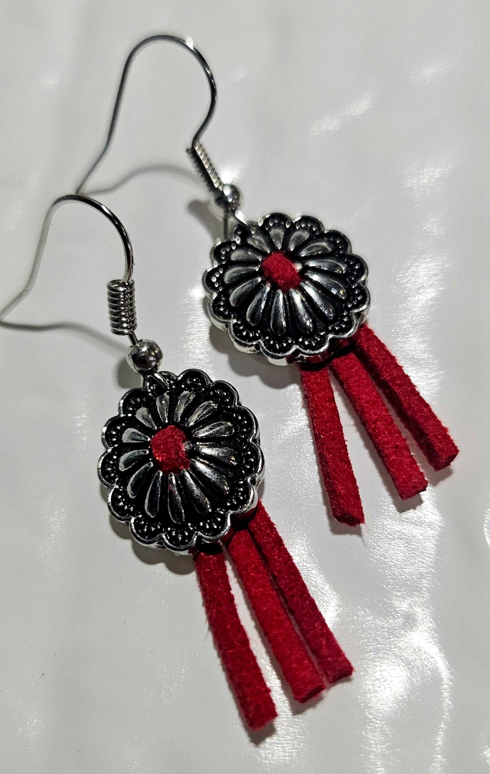 Delightful 1-Inch Red Leather Earrings with Stainless Steel Hooks for Everyday Chic  Night Out Glam