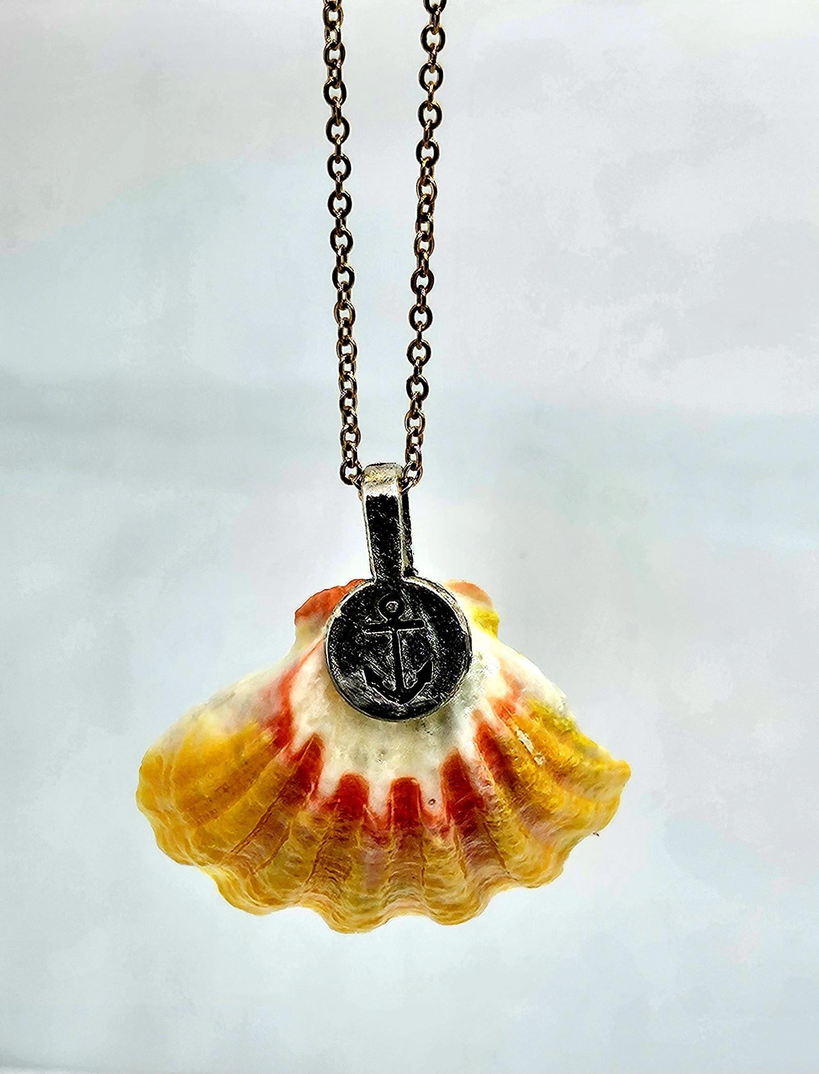 Rare Hawaiian Sunrise Shell Pendant with Dazzling Rose Gold Chain for Unique Rustic Boho Style