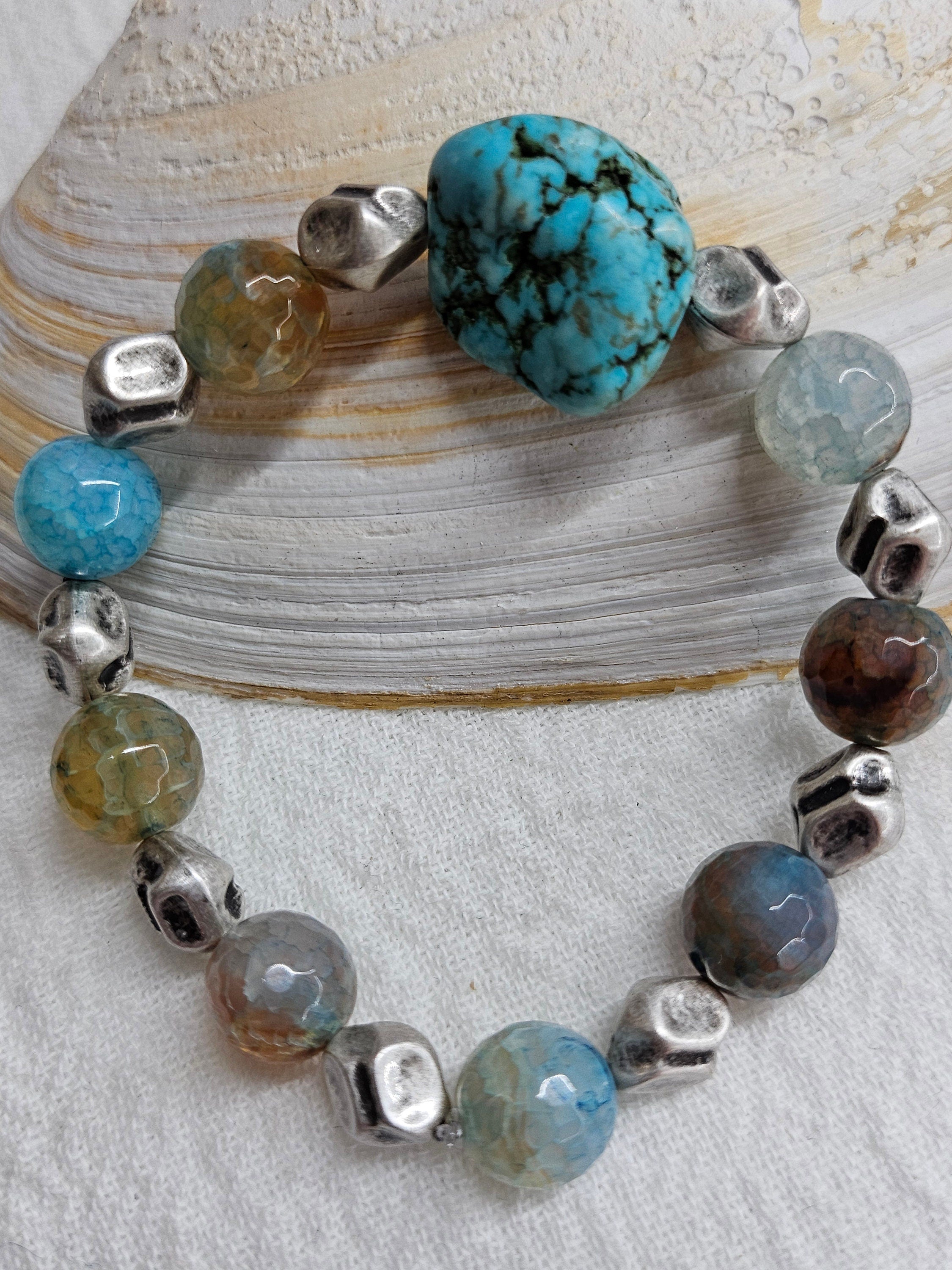 Natural Blue Apatite  Turquoise Stone Stretch Bracelet for Positive Vibes Stylish Accents  Comfortable Fit