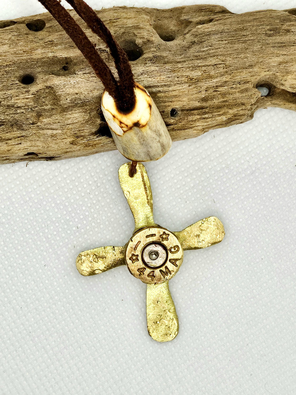 Natural Deer Antler Bead  44 Magnum Necklace - Rustic Boho Handmade Jewelry Gift for Her with Free Shipping - Unique Statement Piece