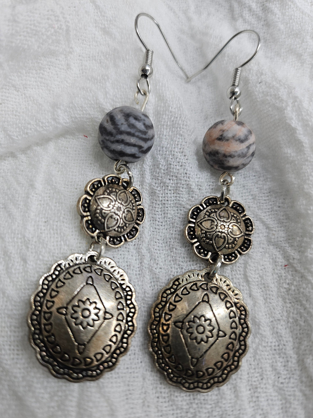 Matte Pink Zebra Stone Drop Earrings with Lightweight Stainless Steel Hooks for Effortless Chic Style