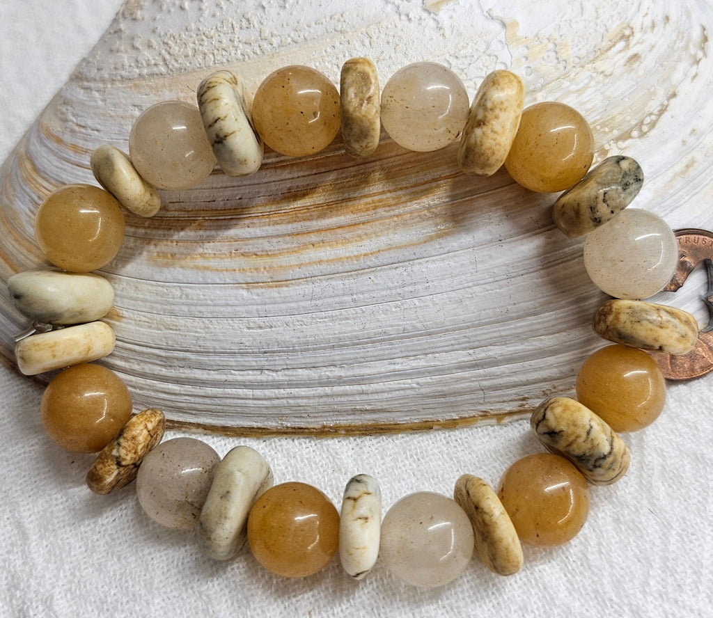 Stretch Natural Carnelian  Magnesite Stone Bracelet for Vibrant Style Positive Vibes  Unique Accessory