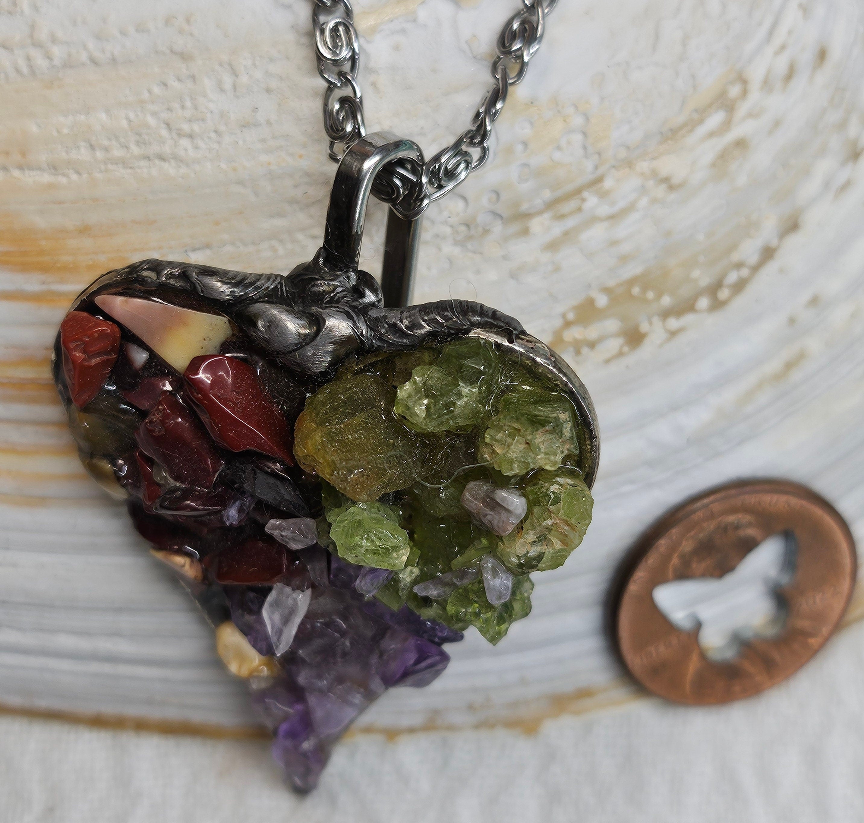 Natural Mixed Stone  Silver Solder Pendant  Unique Earthy Jewelry for Nature Lovers Conversation Starter Accessory