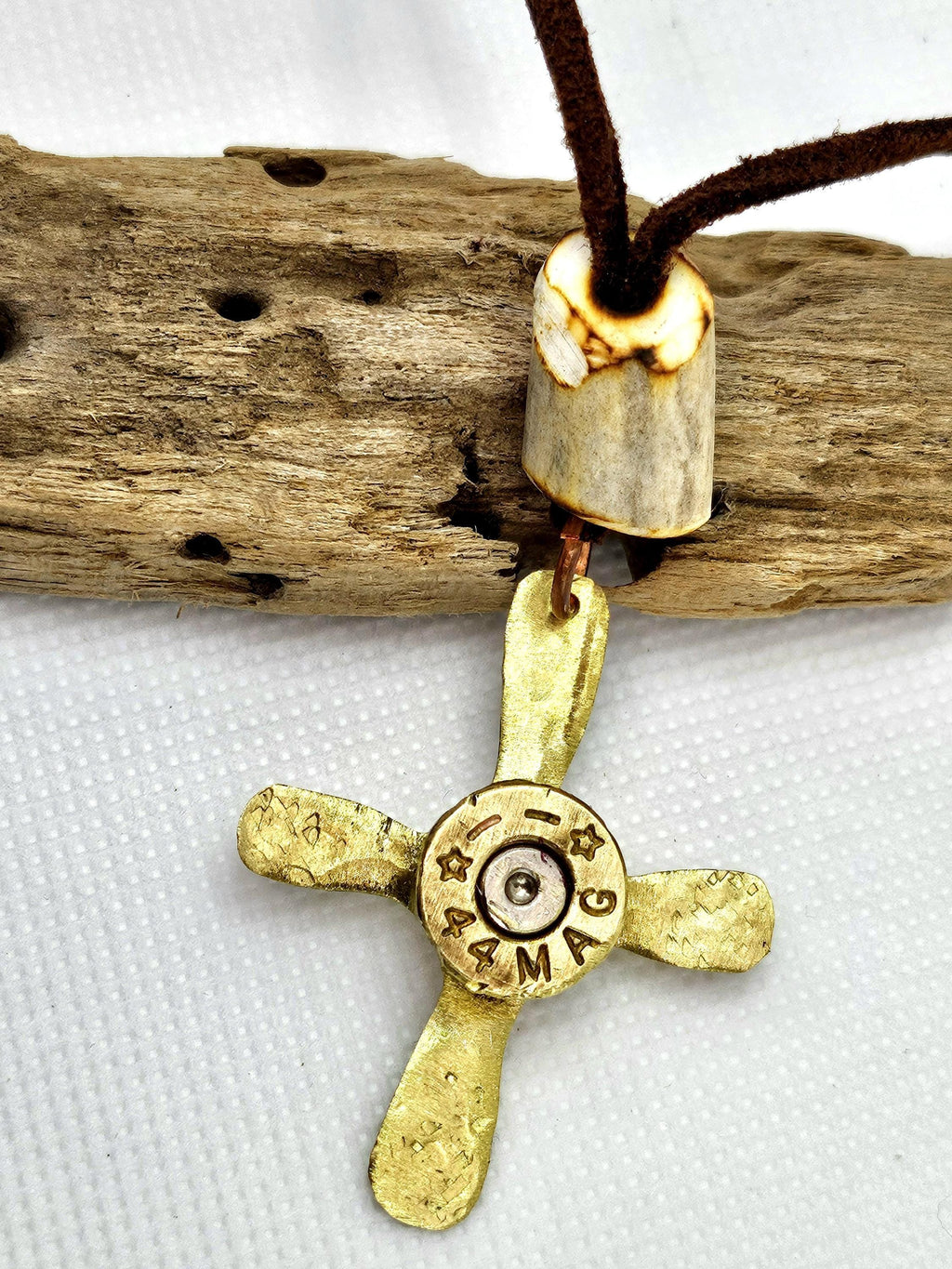 Natural Deer Antler Bead  44 Magnum Necklace - Rustic Boho Handmade Jewelry Gift for Her with Free Shipping - Unique Statement Piece