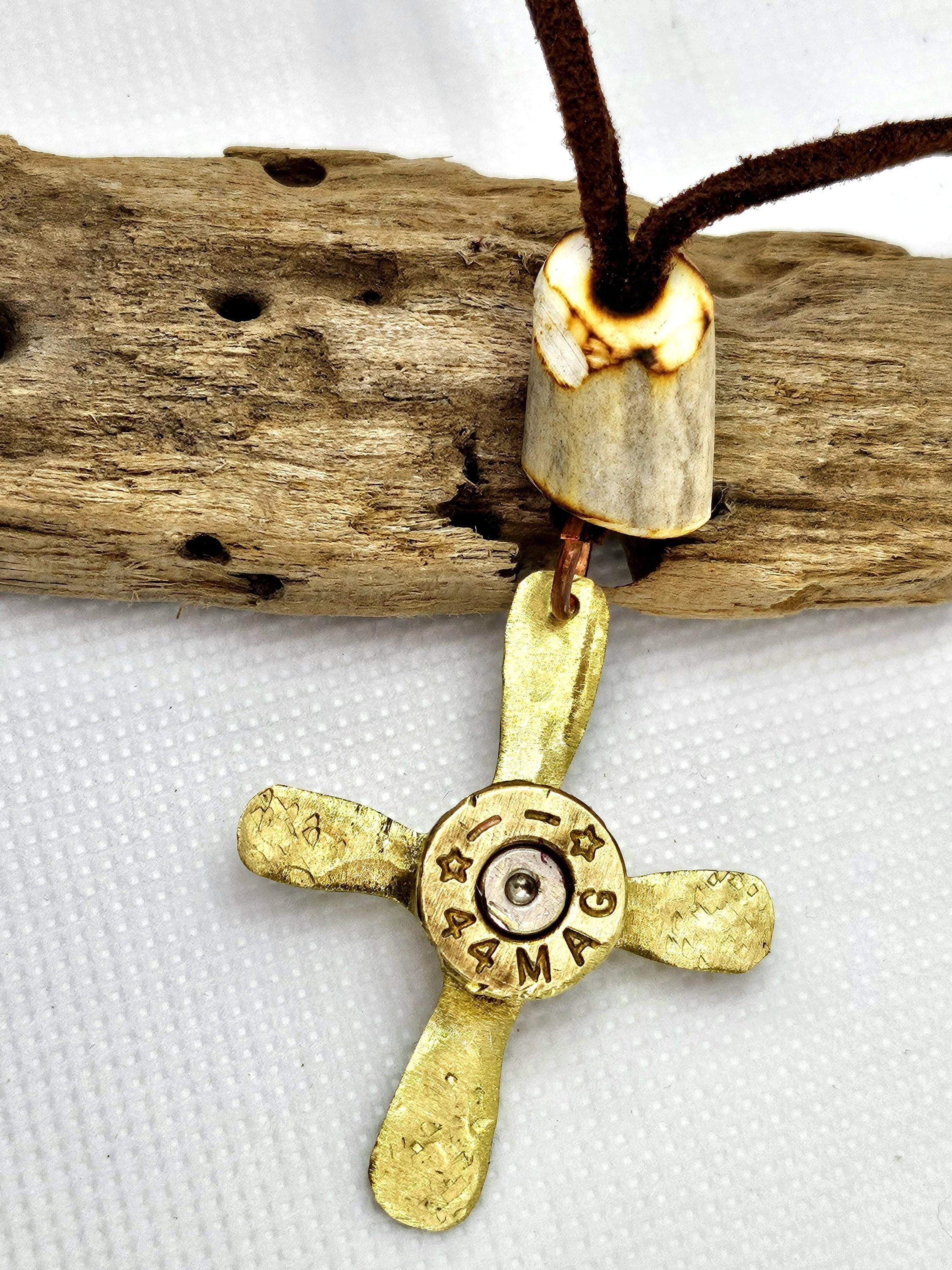 Natural Deer Antler Bead  44 Magnum Necklace - Rustic Boho Handmade Jewelry Gift for Her with Free Shipping - Unique Statement Piece