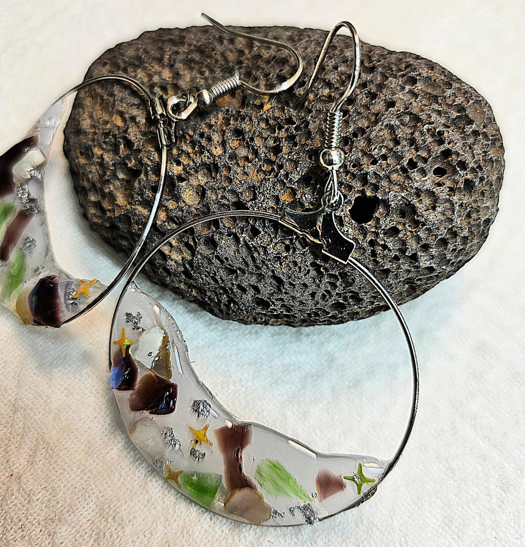 Mixed Stone Drop Earrings - Rustic Boho Handmade Jewelry Gift for Her - FREE Shipping Unique Artisan Design Perfect for Weddings  Beach Days