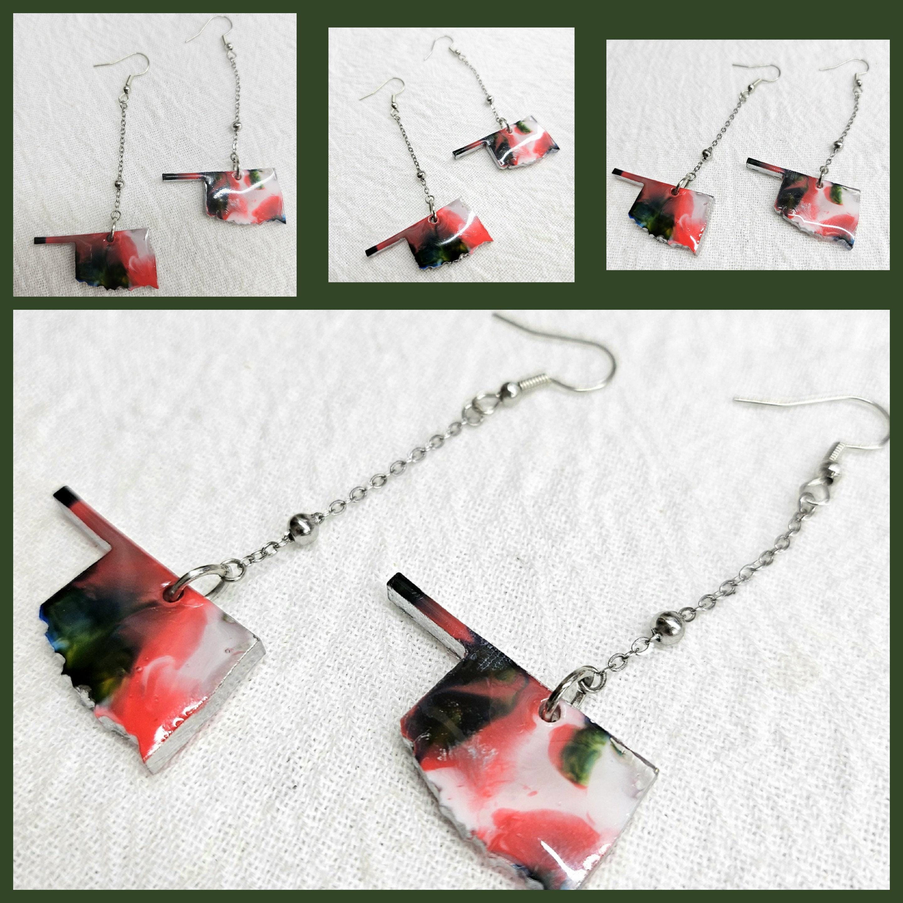 Oklahoma Dangle Earrings Rustic Boho Handmade Jewelry Gift for Her with Free Shipping Unique Statement Accessories for Weddings  Beach Days