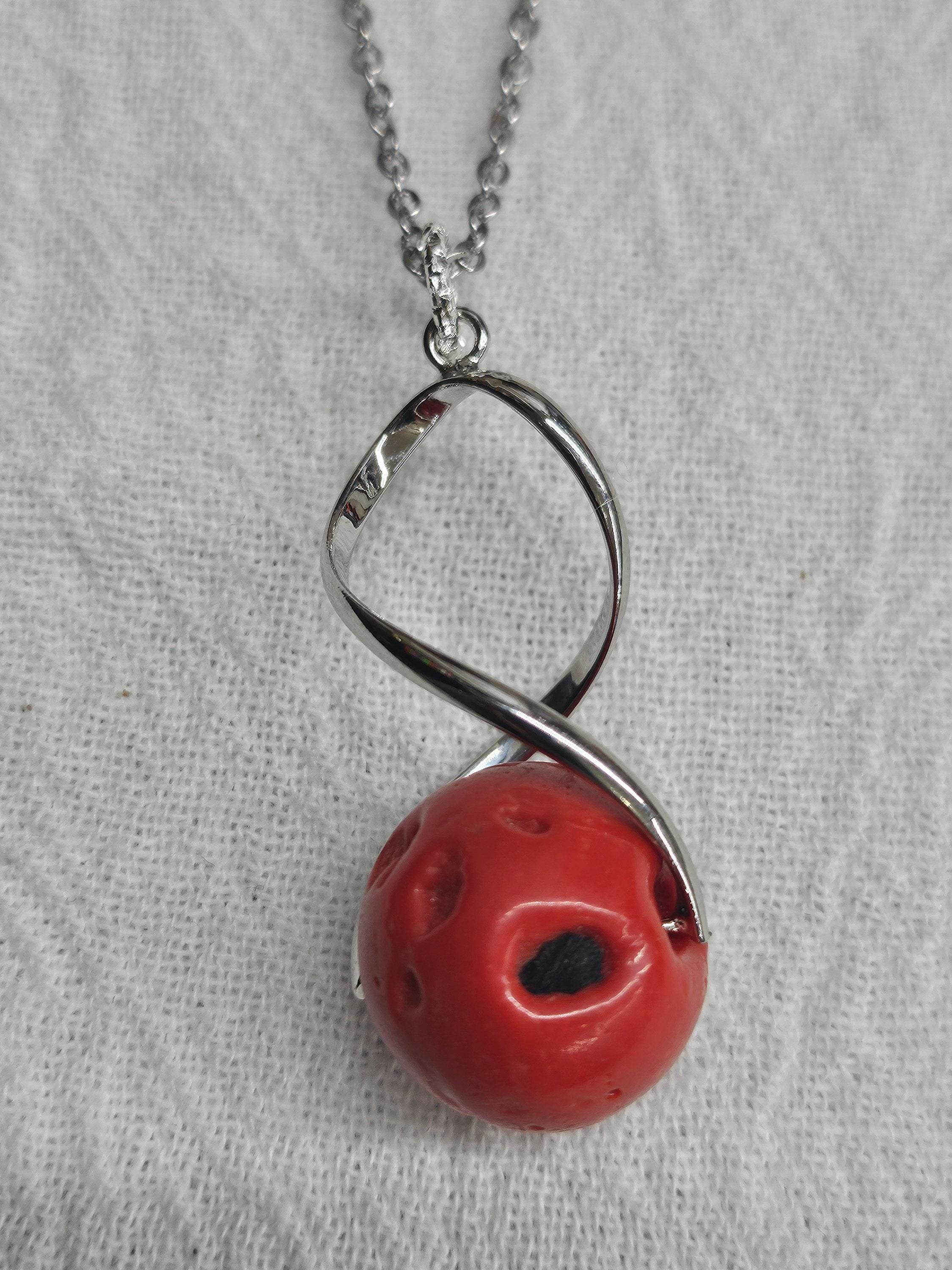 Red Coral Pendant Necklace for Women  Rustic Boho Handmade Jewelry Gift  Unique Ocean-Inspired Accessory with Free Shipping