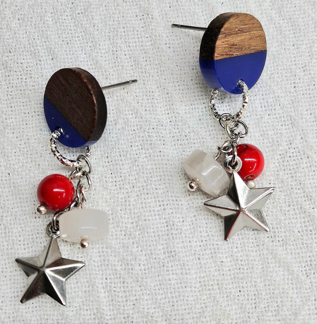 Moonstone  Wooden Earrings - Handmade Rustic Boho Jewelry Gift for Her - Free Shipping on Unique Accessories 316