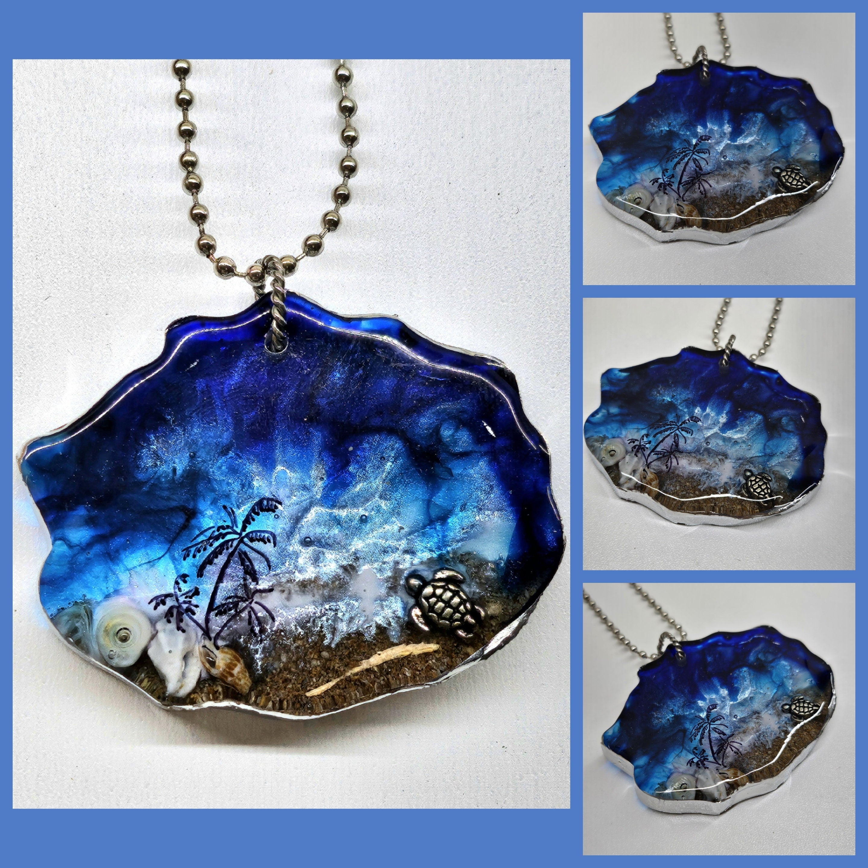 Hawaii Sand  Shells Pendant Necklace on Stainless Steel Chain  Tropical Beach Jewelry  Aloha Spirit Accessory for Stylish Everyday Wear