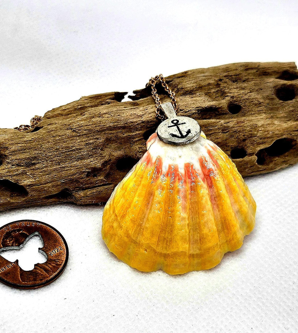 Rare Hawaiian Sunrise Shell Pendant with Dazzling Rose Gold Chain for Unique Rustic Boho Style