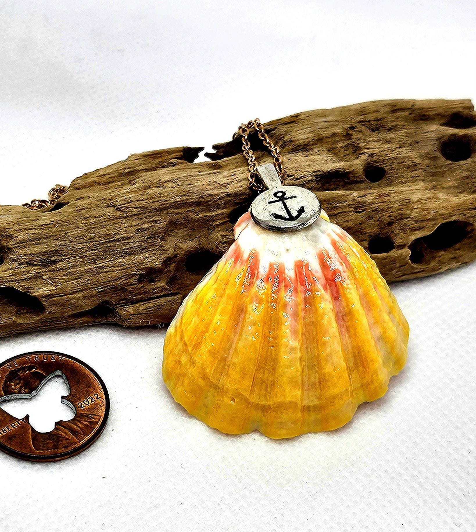 Rare Hawaiian Sunrise Shell Pendant with Dazzling Rose Gold Chain for Unique Rustic Boho Style