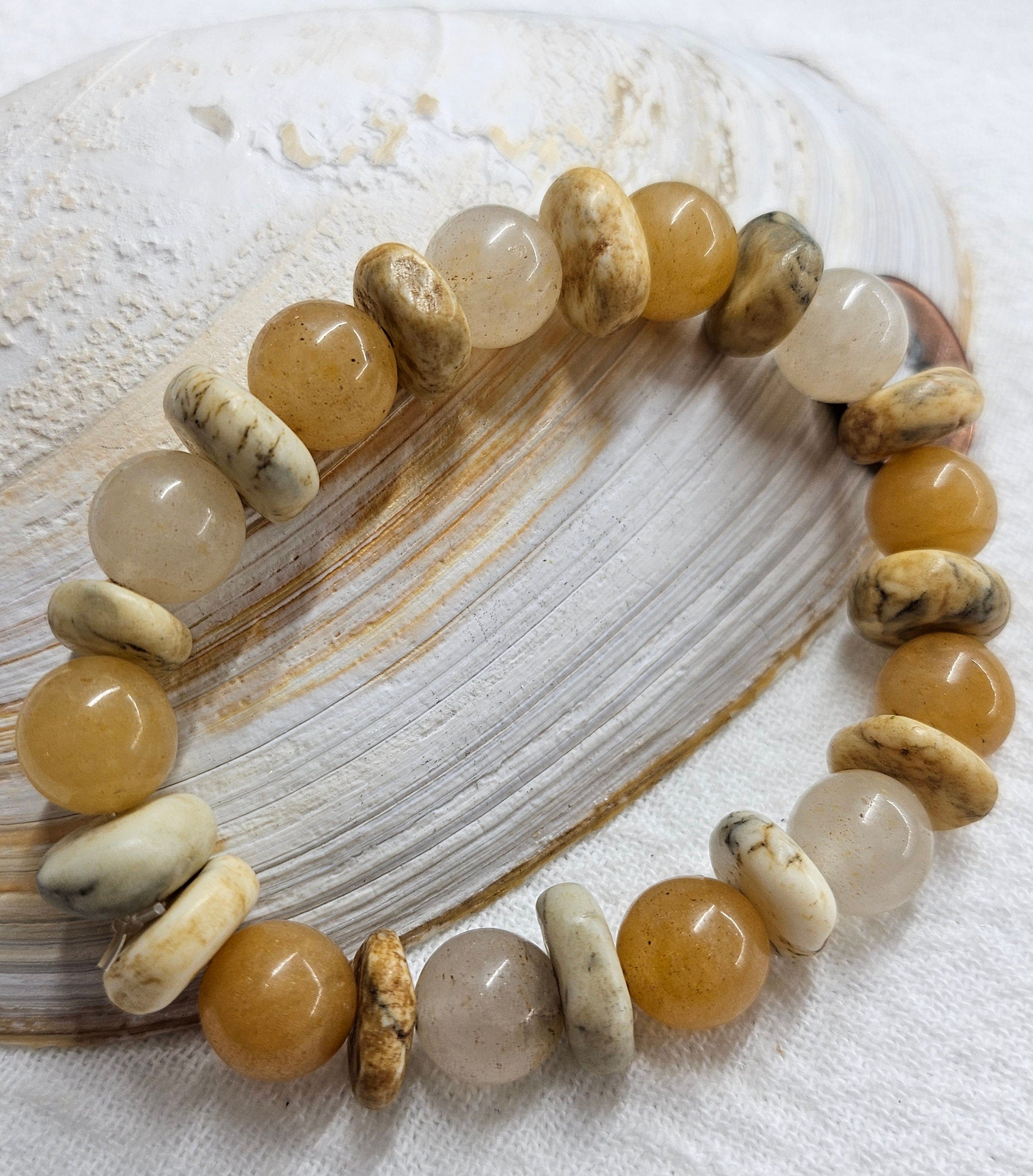 Stretch Natural Carnelian  Magnesite Stone Bracelet for Vibrant Style Positive Vibes  Unique Accessory