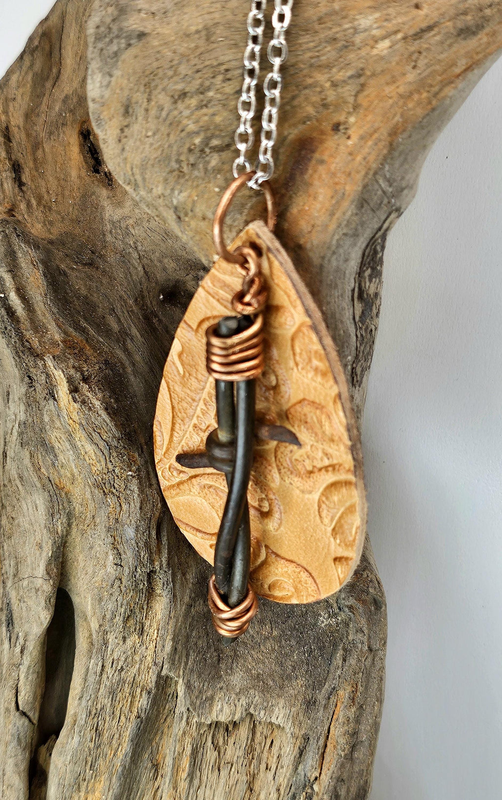 Leather Teardrop Texas Earrings with Embossed Design on Stainless Steel Chain for Ultimate Texas Pride