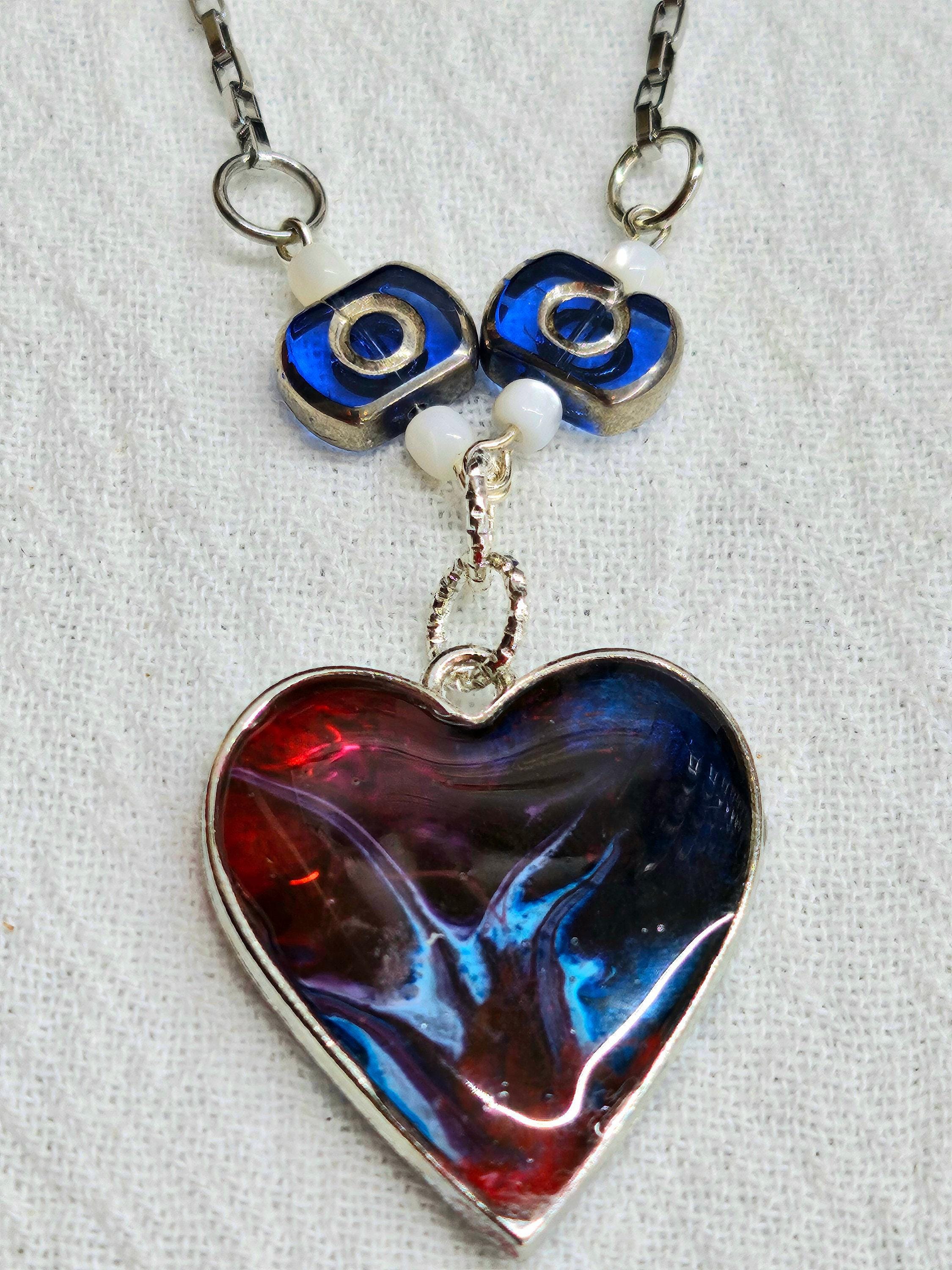 Handcrafted Mother of Pearl  Resin Pendant Necklace  Rustic Boho Handmade Jewelry Gift for Her  FREE Shipping 318