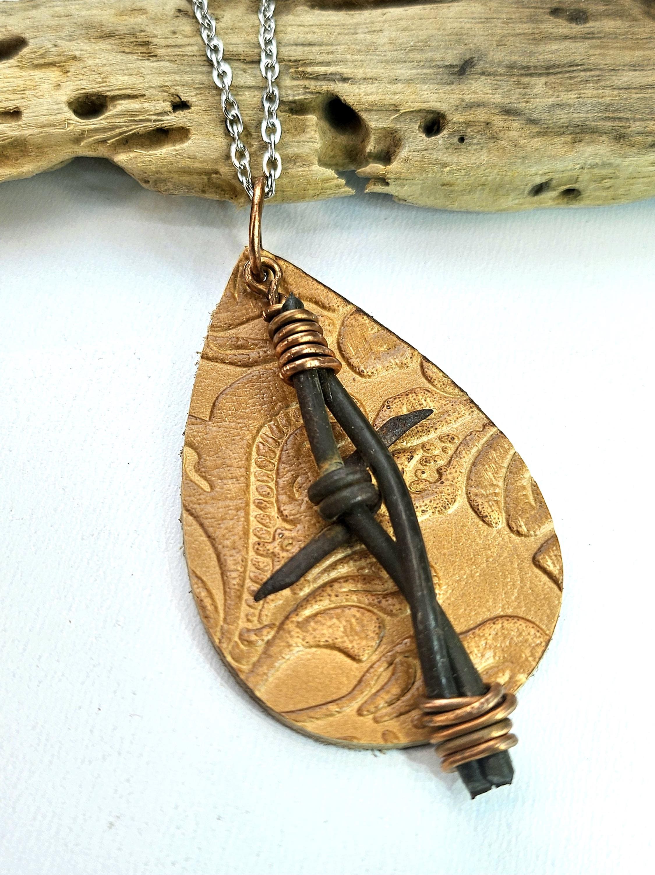 Leather Teardrop Texas Earrings with Embossed Design on Stainless Steel Chain for Ultimate Texas Pride