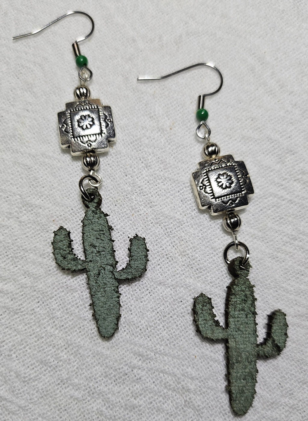 Very Light Southwest Cactus Earrings with Stainless Steel Crosses for Fun Style and Quirky Charm