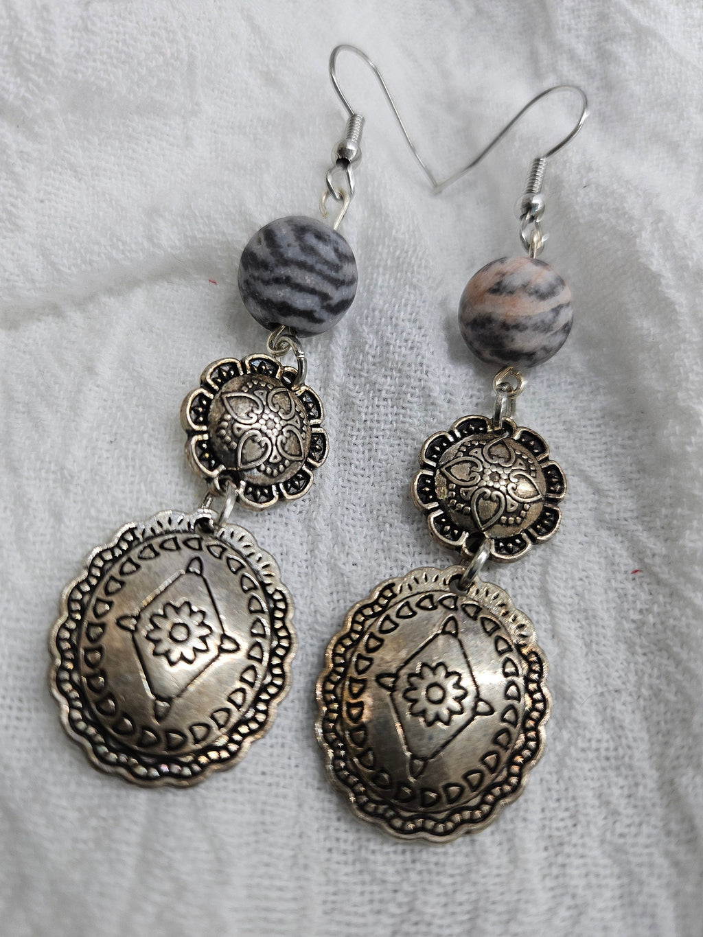 Matte Pink Zebra Stone Drop Earrings with Lightweight Stainless Steel Hooks for Effortless Chic Style