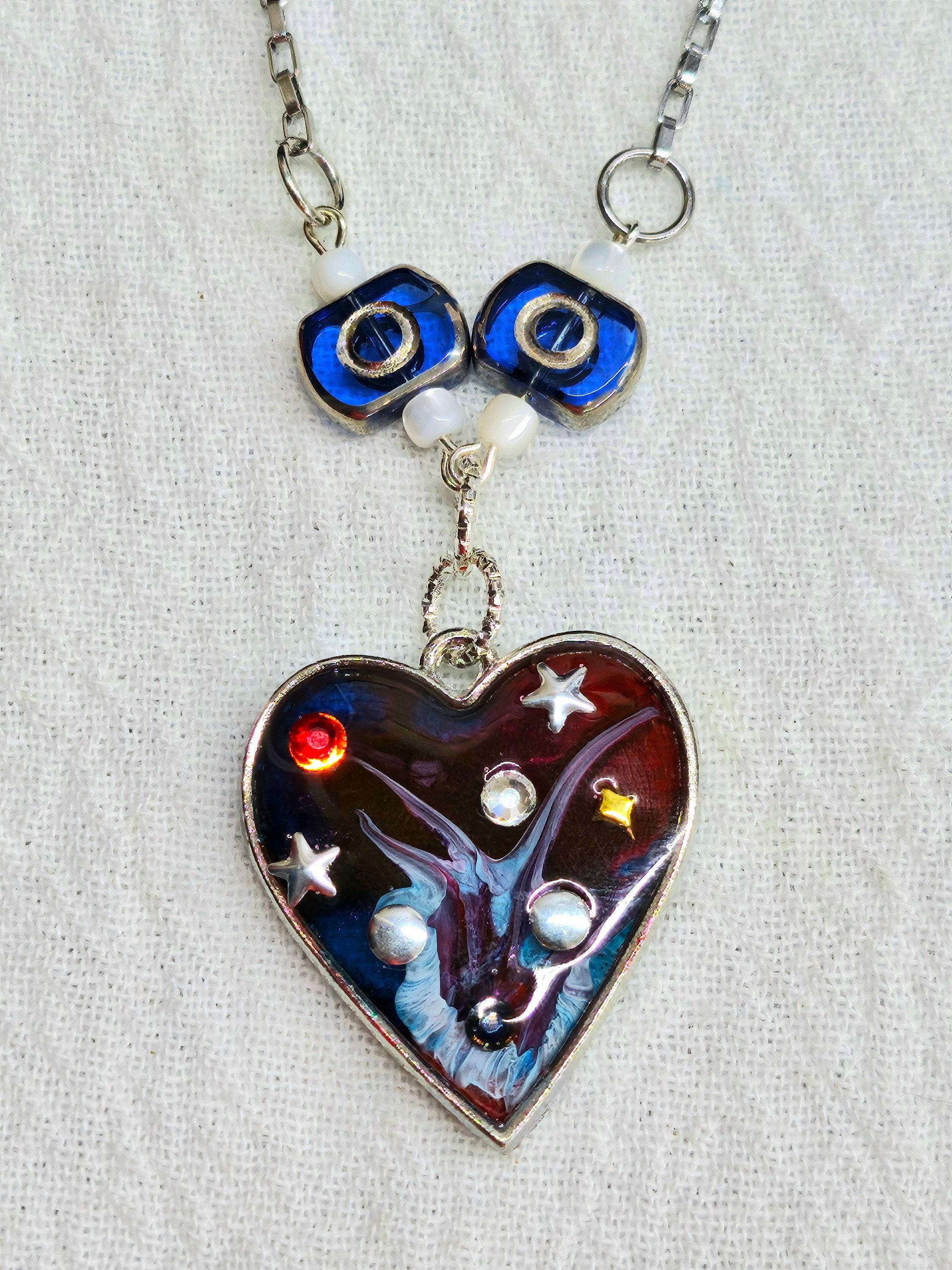 Handcrafted Mother of Pearl  Resin Pendant Necklace  Rustic Boho Handmade Jewelry Gift for Her  FREE Shipping 318