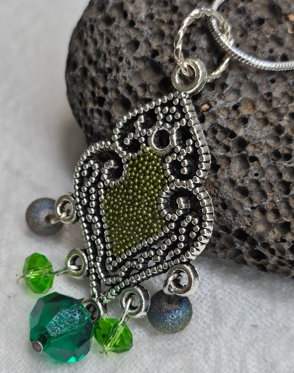 Swarovski Crystal  Micro Bead Pendant Necklace on Stainless Steel Chain - Dazzling Resin Jewelry for Everyday Wear or Night Out SPARKLE