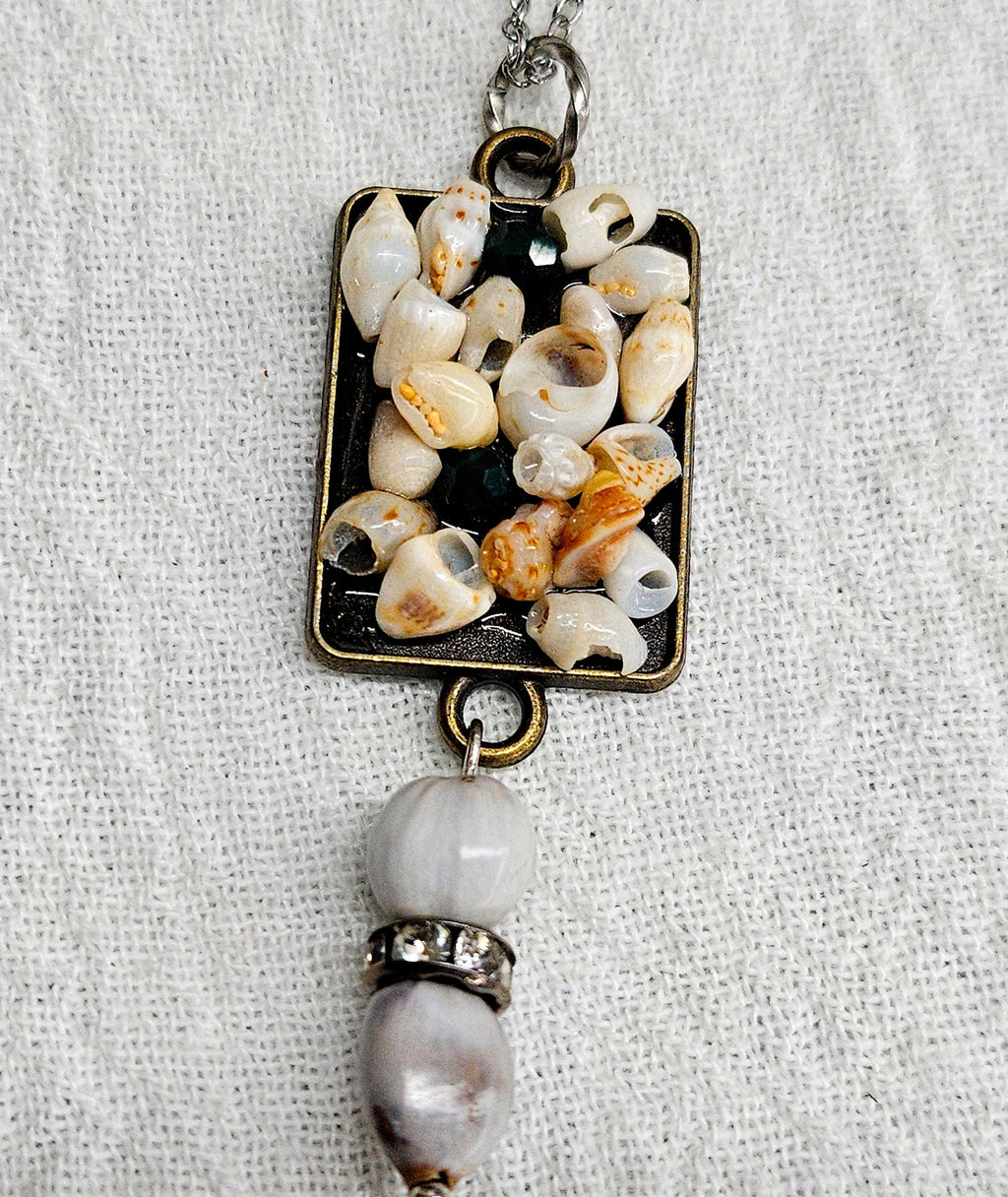 Hawaiian Jobs Tears  Sea Shell Pendant Rustic Boho Handmade Jewelry Gift for Her with Free Shipping  Unique Beachy Accessory for Weddings