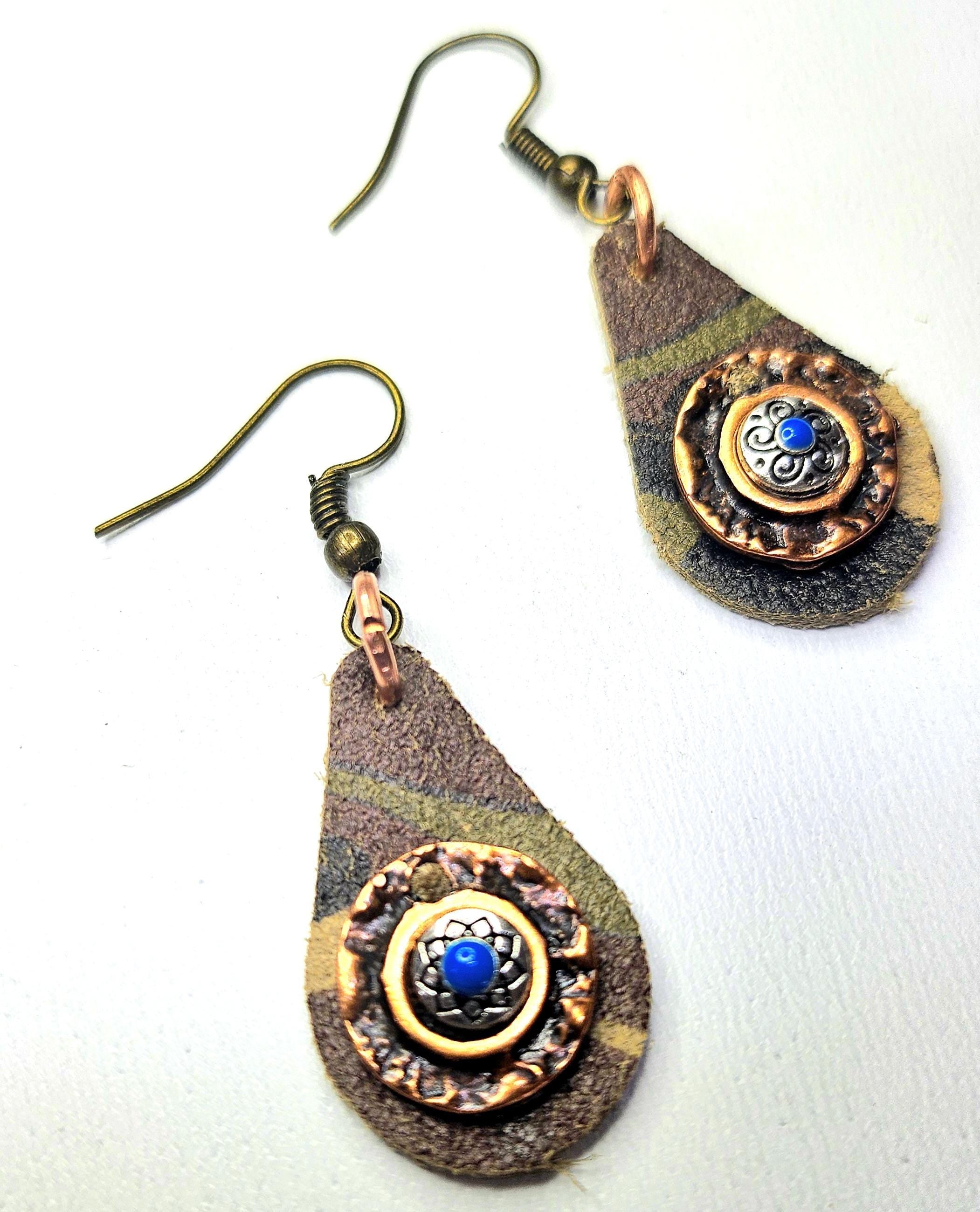 Handcrafted Camouflage Leather Earrings with Stainless Steel Hooks for Trendy Style  Lightweight Durability