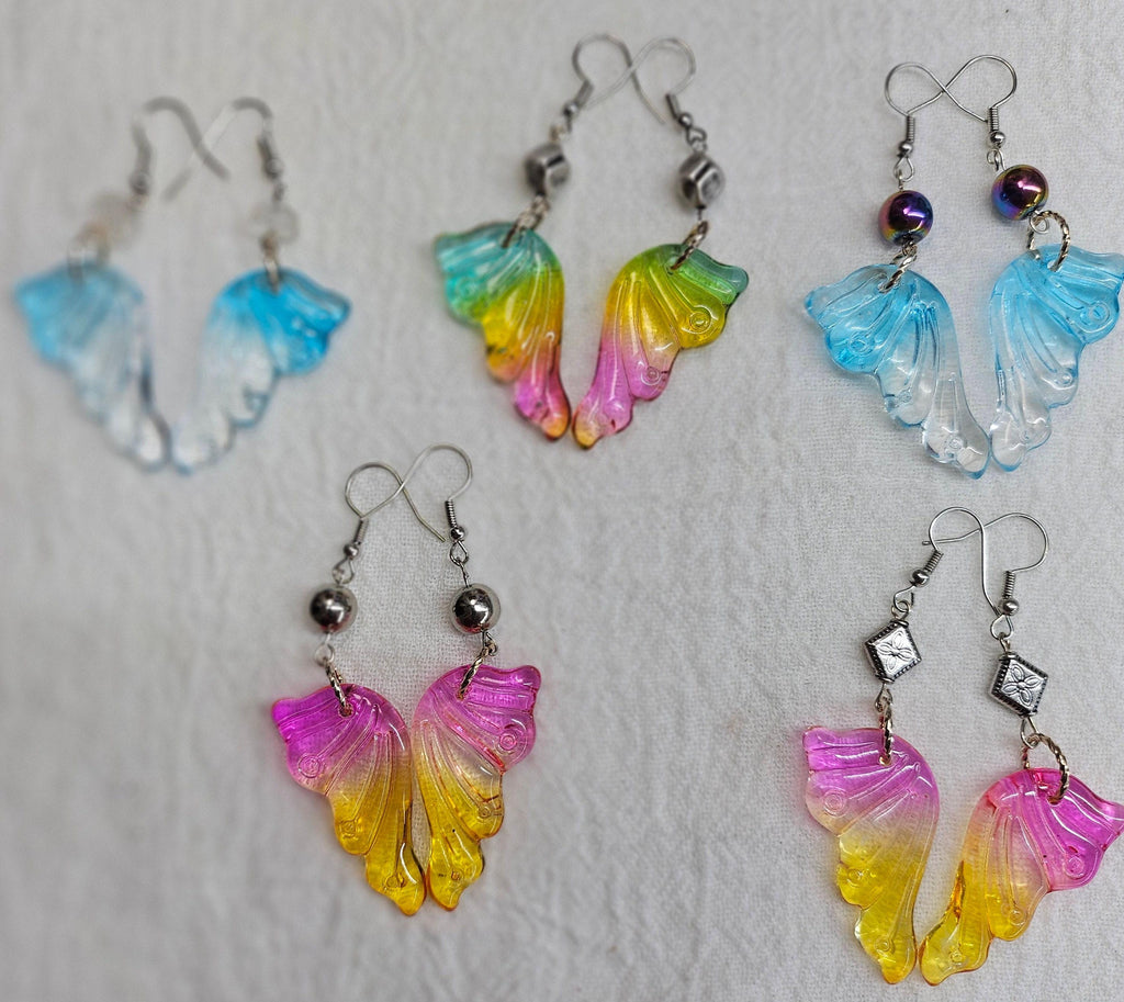 Handmade Resin Angel Wing Earrings for Boho Style Everyday Wear  Unique Rustic Jewelry with FREE Shipping
