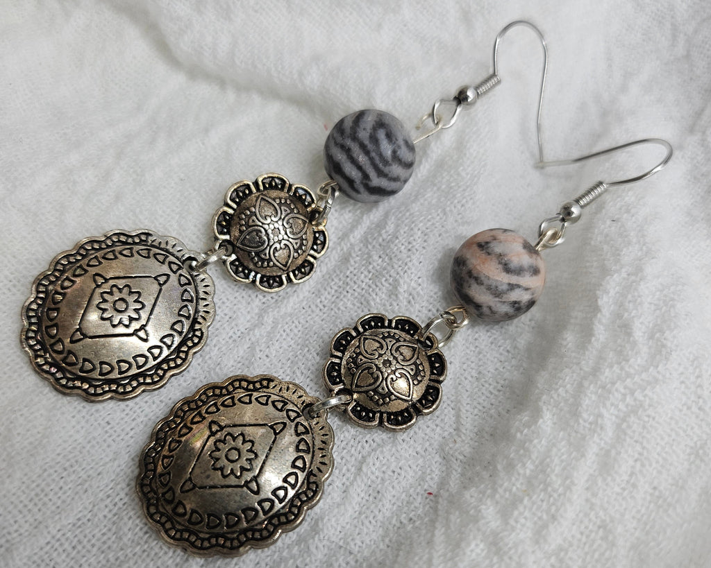 Matte Pink Zebra Stone Drop Earrings with Lightweight Stainless Steel Hooks for Effortless Chic Style