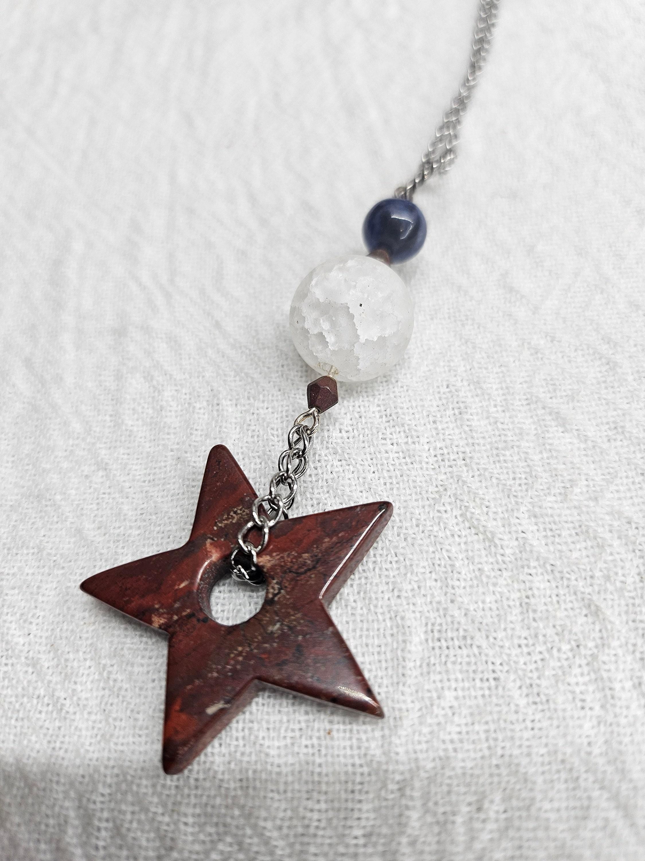 Sodalite  Tiger Iron Pendant Necklace - Rustic Boho Handmade Jewelry Gift for Her - Unique Statement Piece with FREE SHIPPING - Artisan