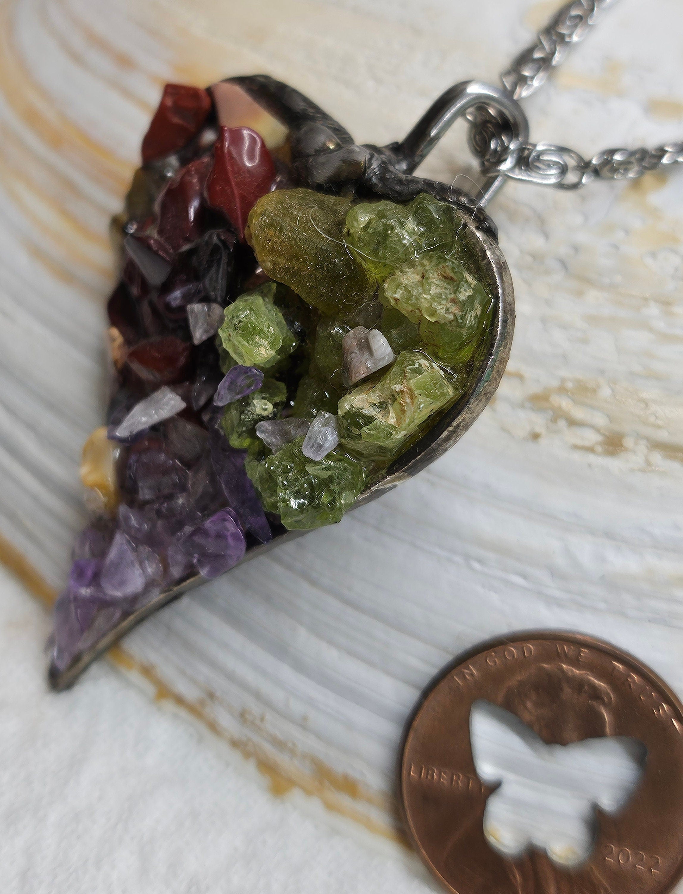 Natural Mixed Stone  Silver Solder Pendant  Unique Earthy Jewelry for Nature Lovers Conversation Starter Accessory