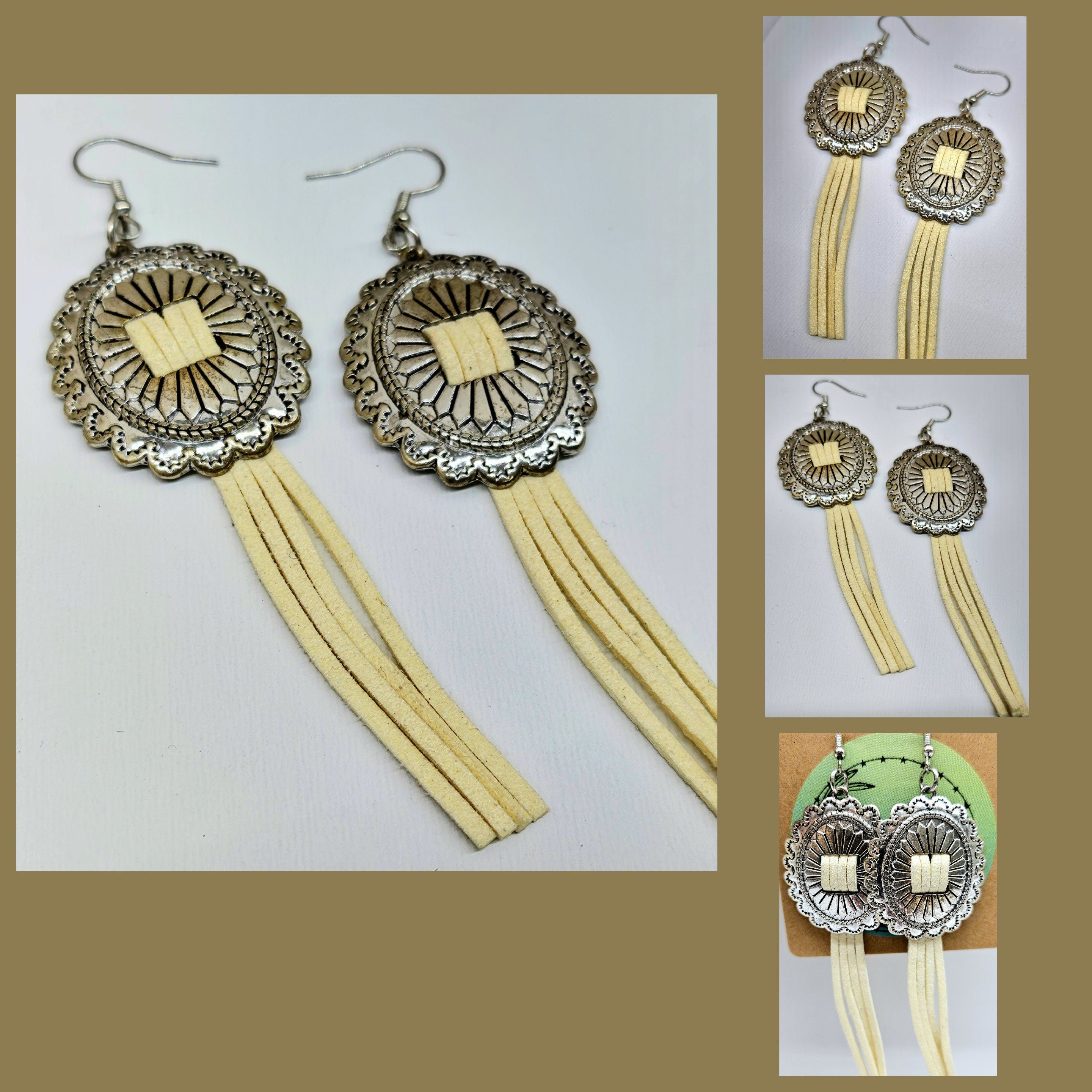 Genuine Leather Concho Dangle Earrings with Lightweight Stainless Steel Hooks for Effortless Chic Everyday Style