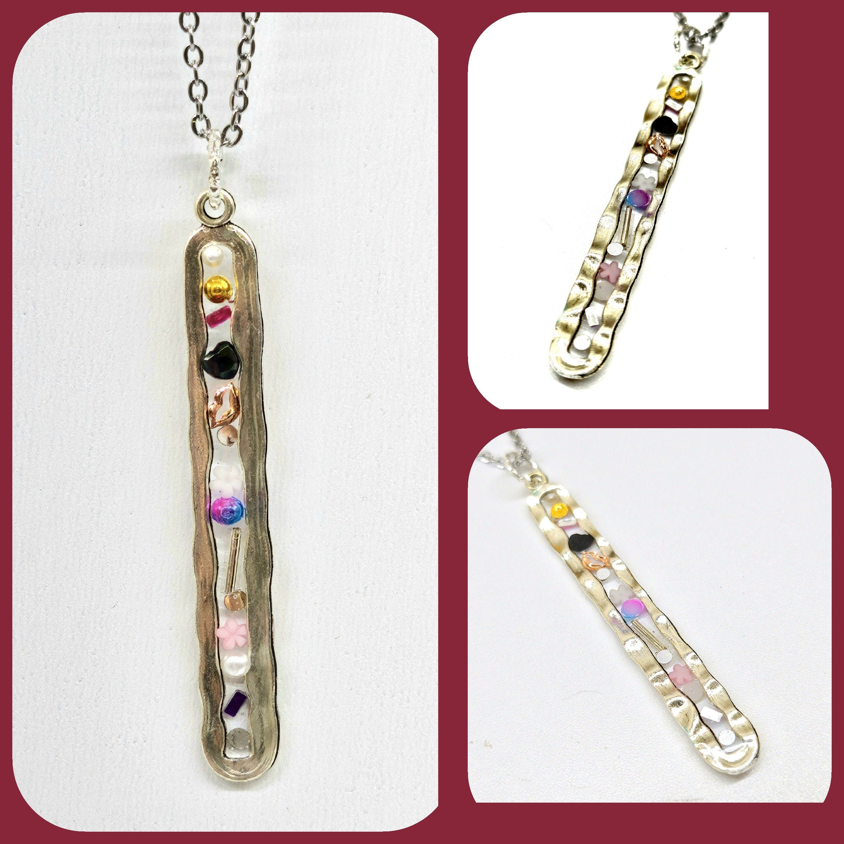 Colorful Multi-Stone Confetti Pendant Necklace with Stainless Steel Chain for Dazzling Style and Joyful Fashion