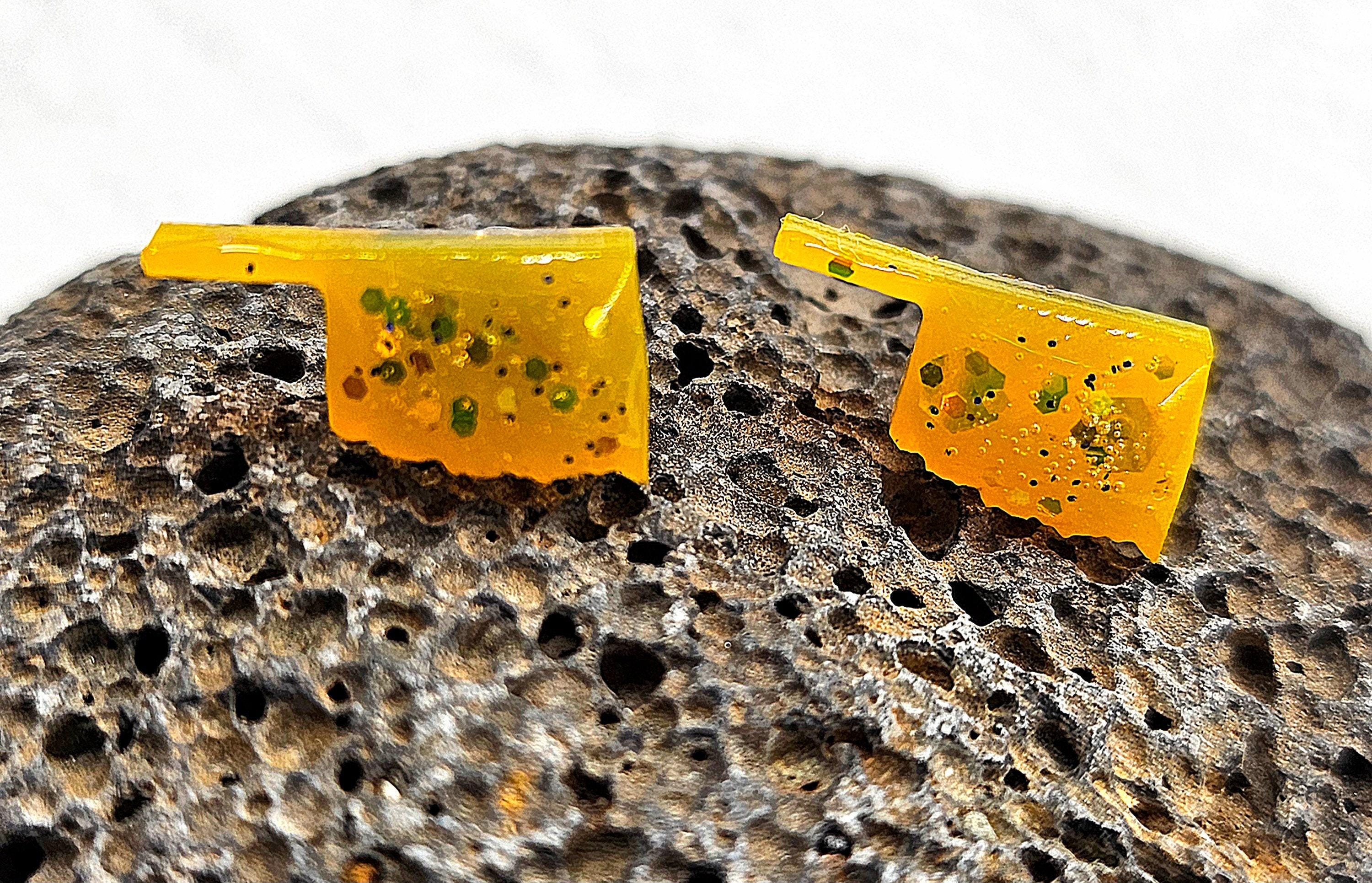 Oklahoma State Rustic Boho Handmade StudPost Earrings  Unique Jewelry Gift for Her  FREE Shipping