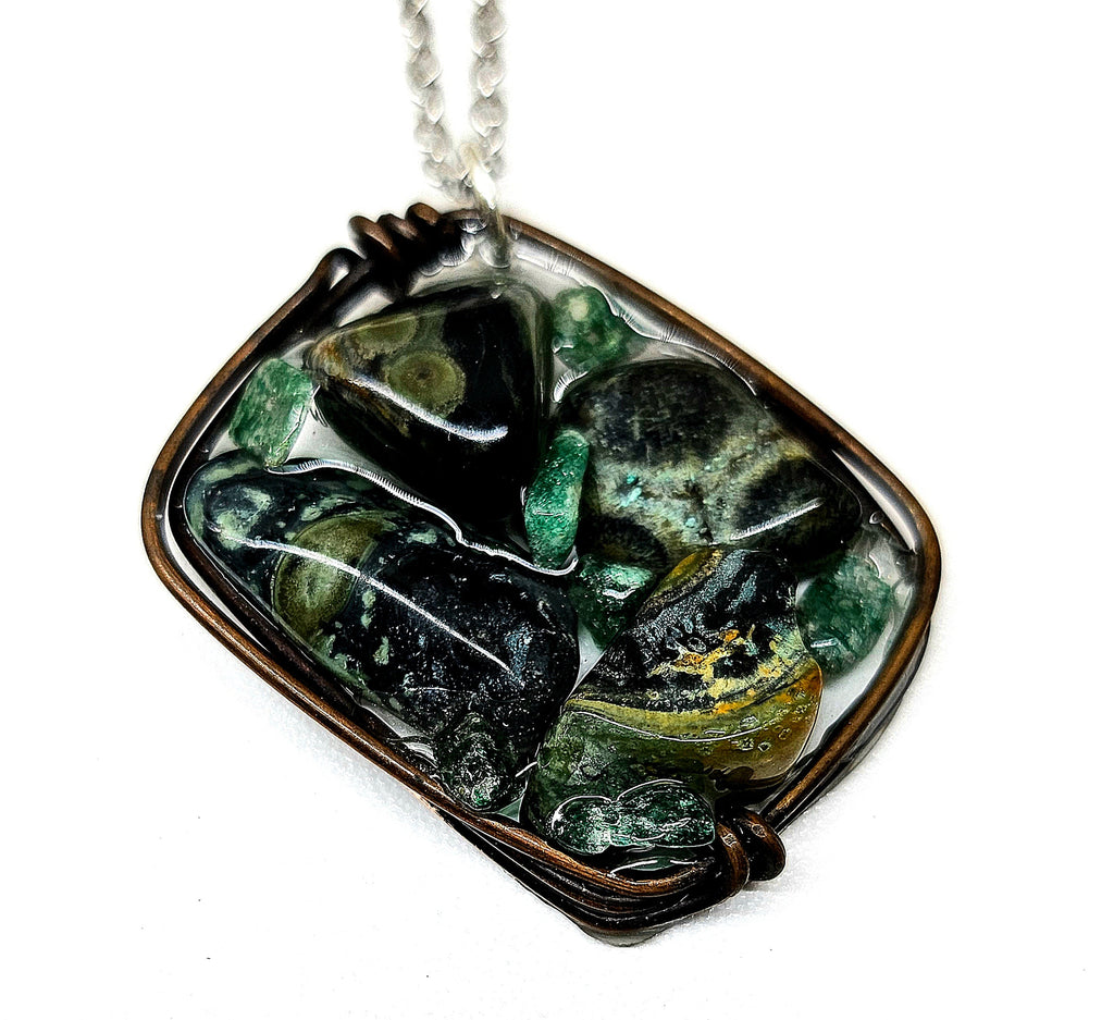 Kambaba Jasper Pendant Necklace on Stainless Steel Chain for Positive Energy  Calming Vibes  Stylish Healing Jewelry