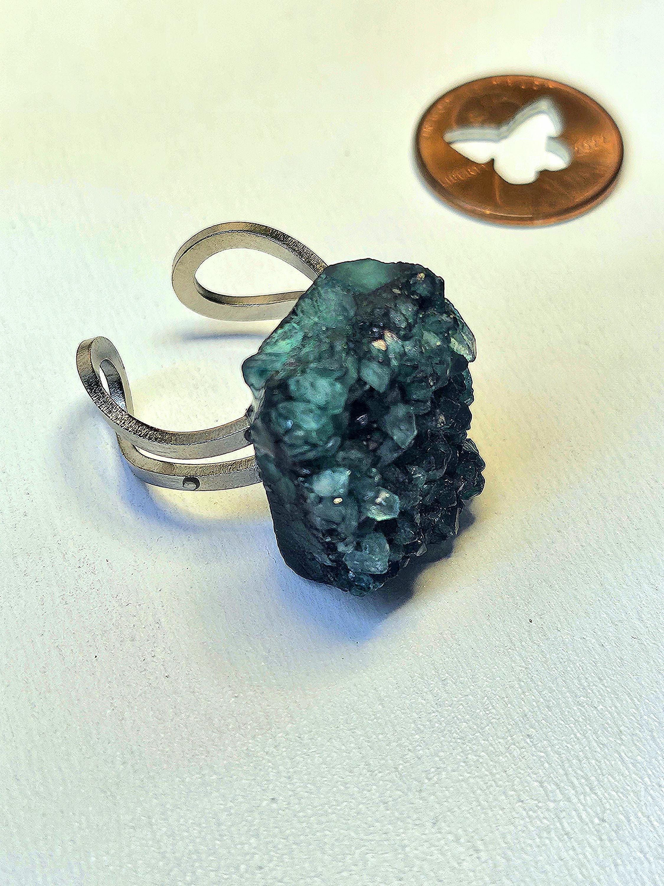 Handmade Green Rough Agate Ring  Rustic Boho Jewelry Gift for Her  Unique Semi-Precious Stone Accessory with FREE Shipping