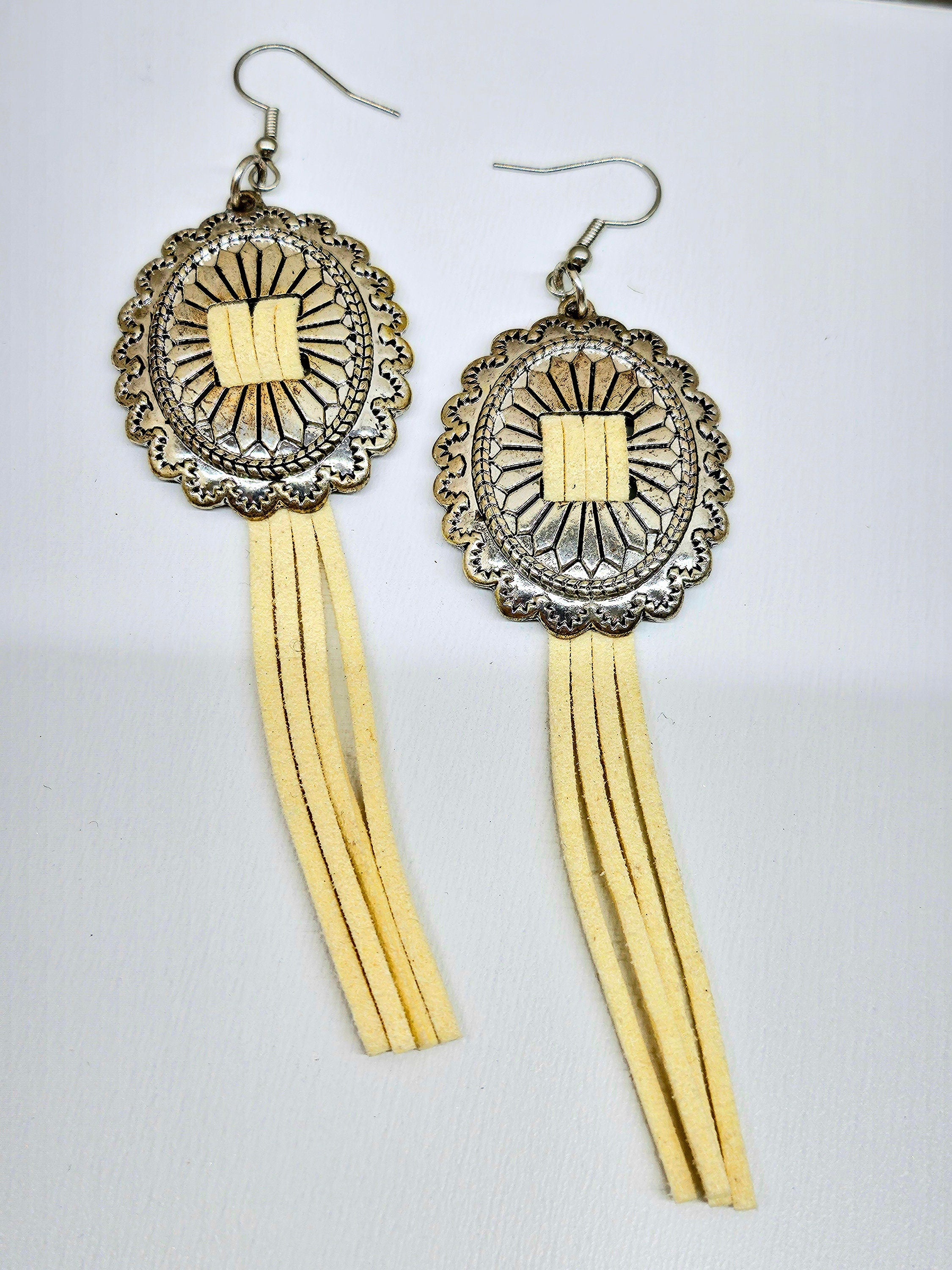Genuine Leather Concho Dangle Earrings with Lightweight Stainless Steel Hooks for Effortless Chic Everyday Style