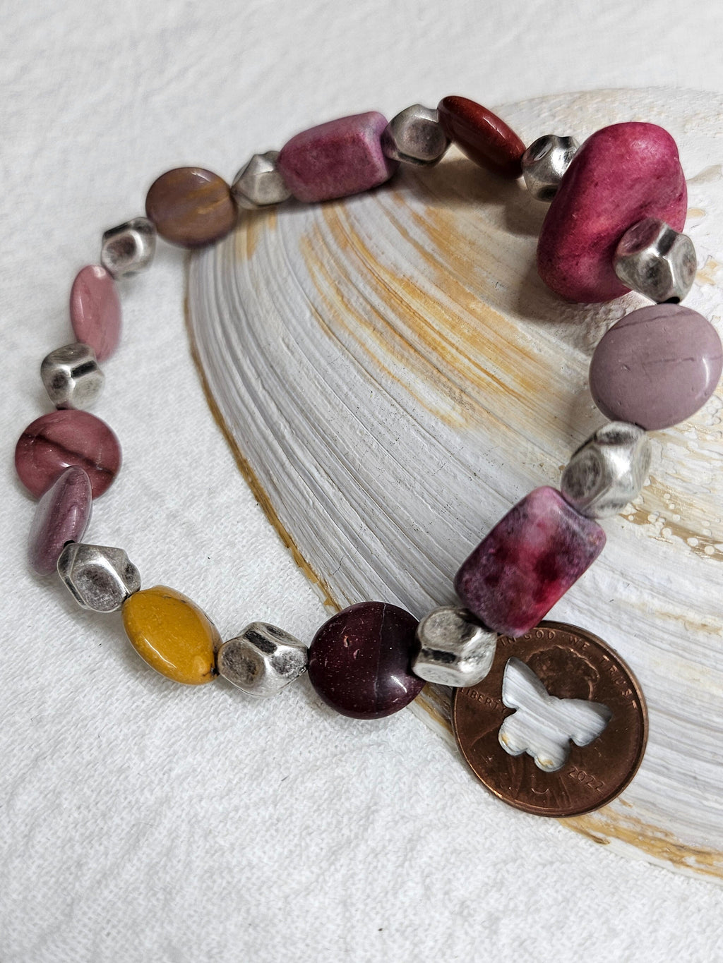 Natural Strawberry Quartz  Mookite Stone Stretch Bracelet for Positive Vibes Stylish Accessory and Good Mood Enhancer