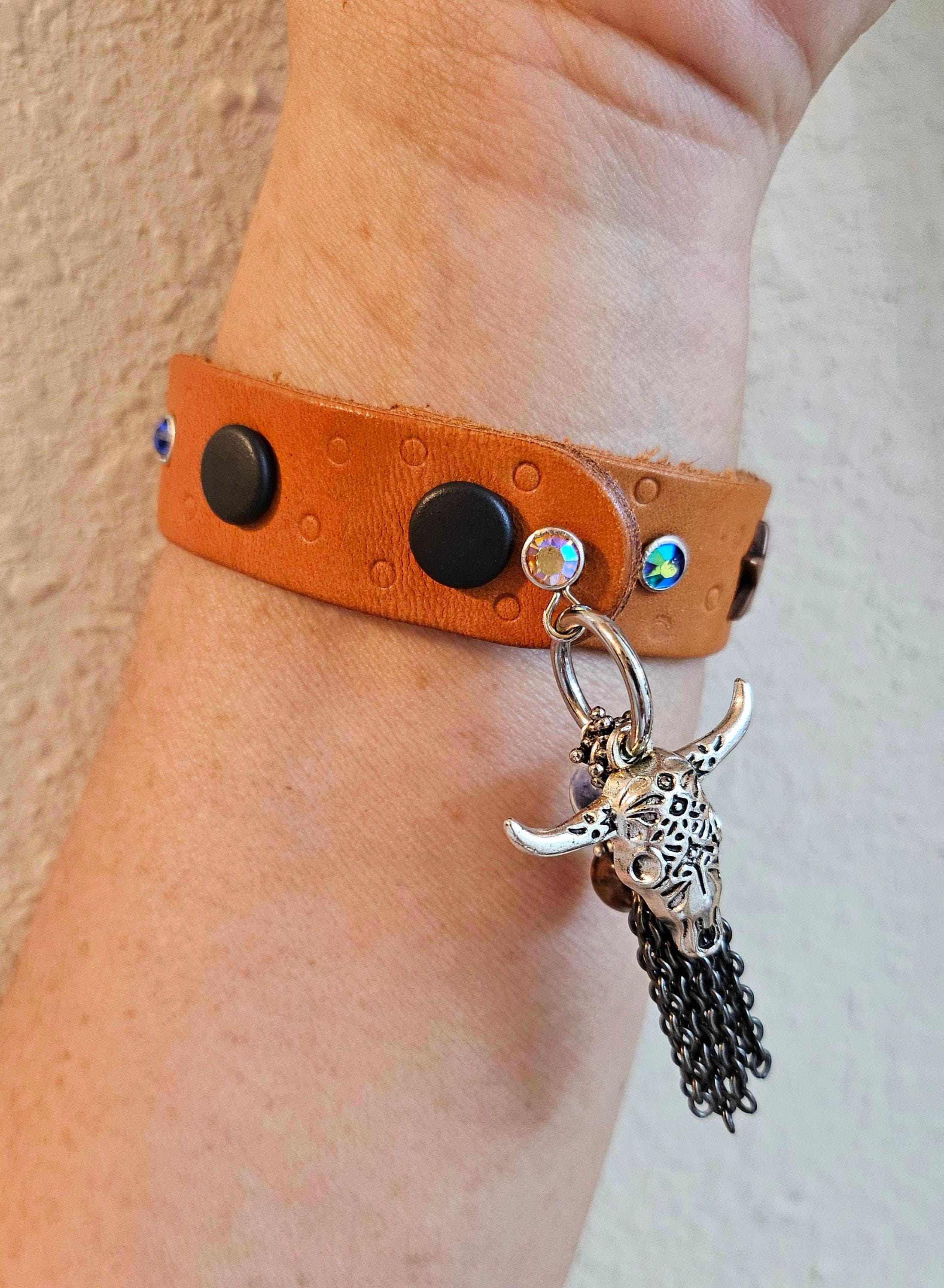 Beer Top Leather Cuff Bracelet - Rustic Boho Handmade Accessory - Unique Jewelry Gift for Her - Free Shipping  Statement Piece 387