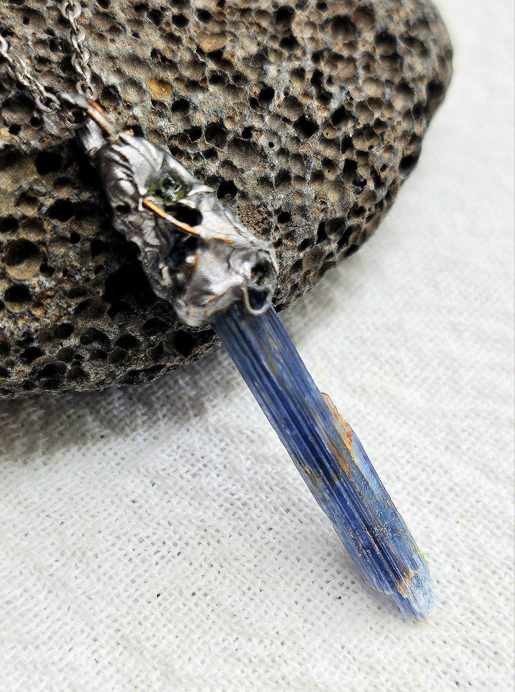 Kyanite  Silver Solder Pendant Necklace - Enchanting Blue Gem Jewelry for Magical Style  Everyday Elegance