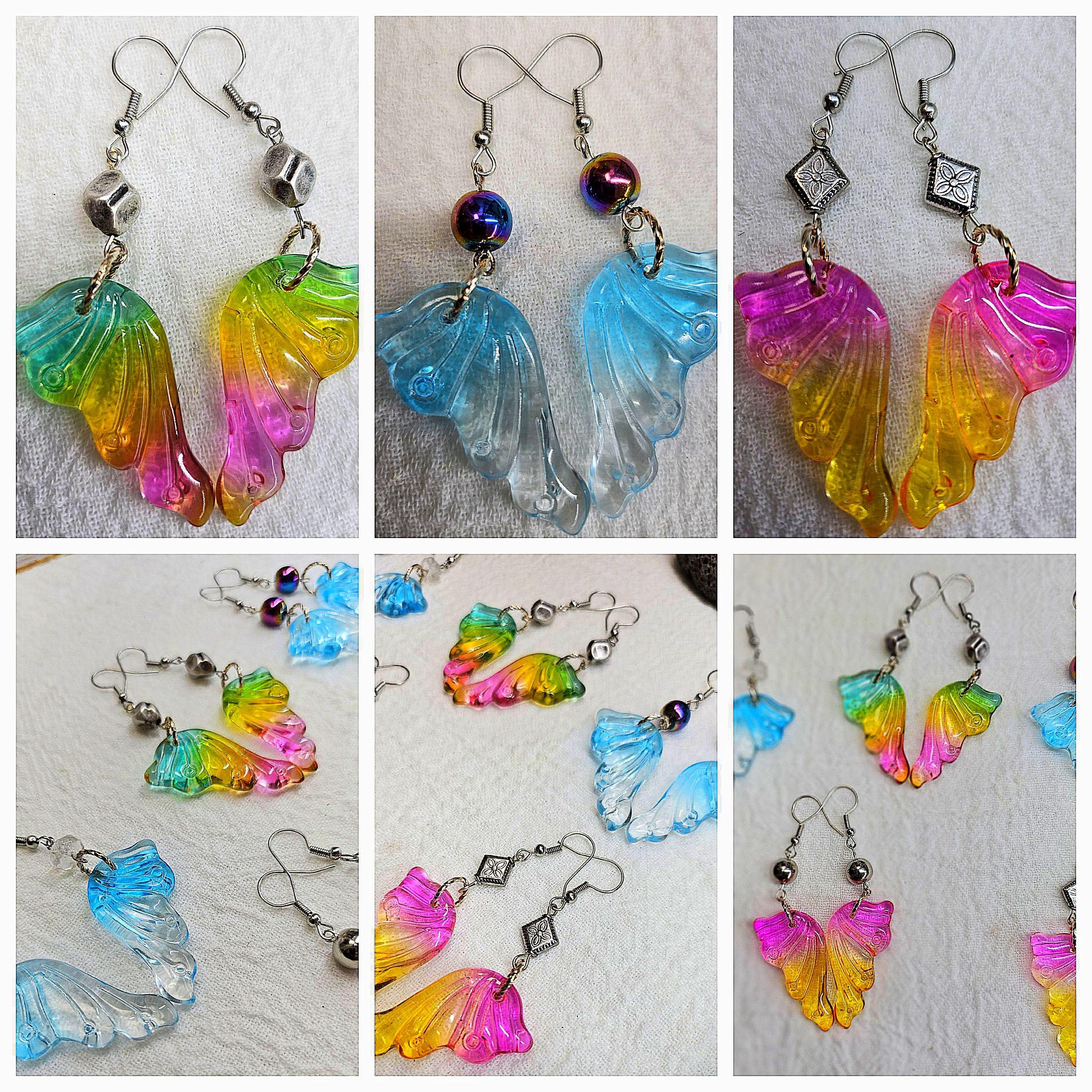Handmade Resin Angel Wing Earrings for Boho Style Everyday Wear  Unique Rustic Jewelry with FREE Shipping