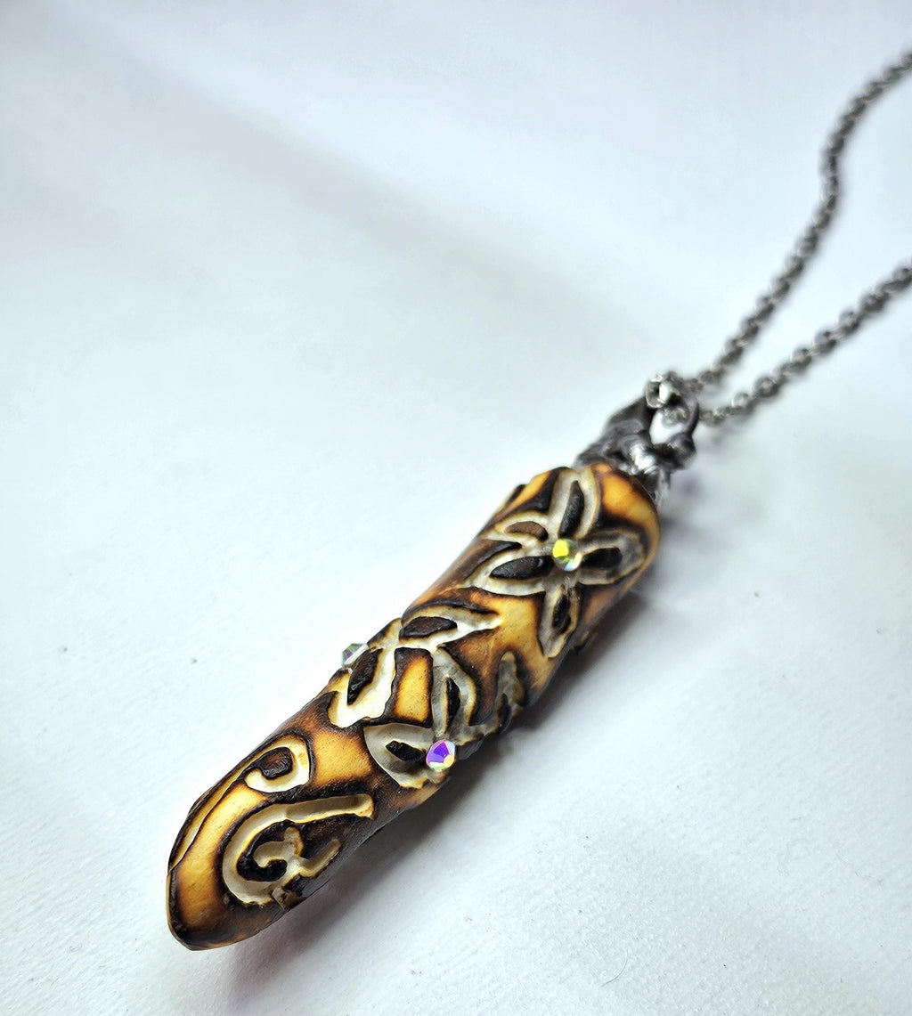 Handcarved Natural Deer Antler Point Pendant  Rustic Boho Handmade Jewelry Gift for Her  Free Shipping  Unique Nature-Inspired Design