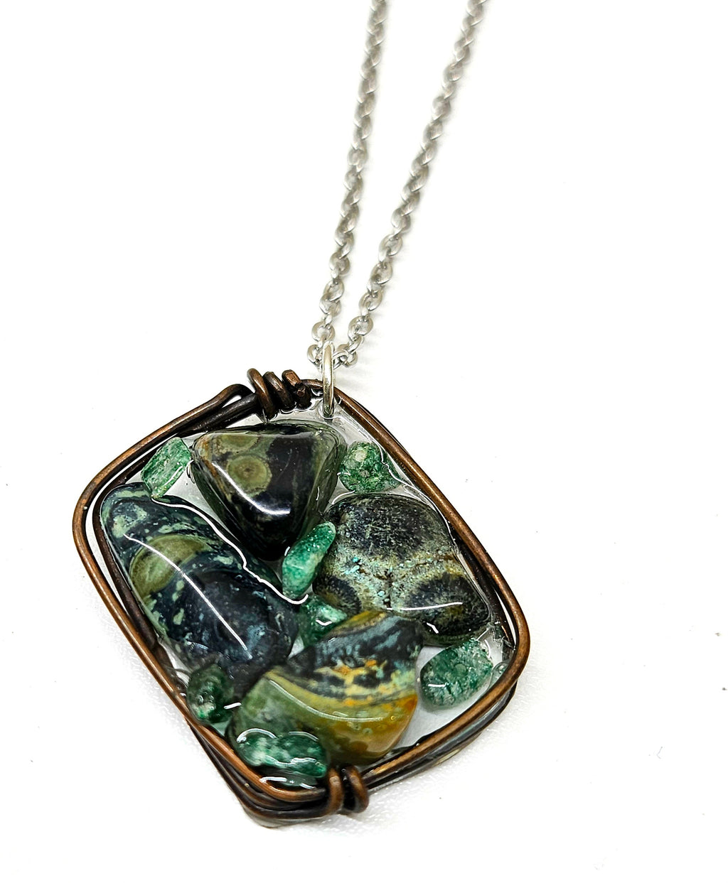 Kambaba Jasper Pendant Necklace on Stainless Steel Chain for Positive Energy  Calming Vibes  Stylish Healing Jewelry