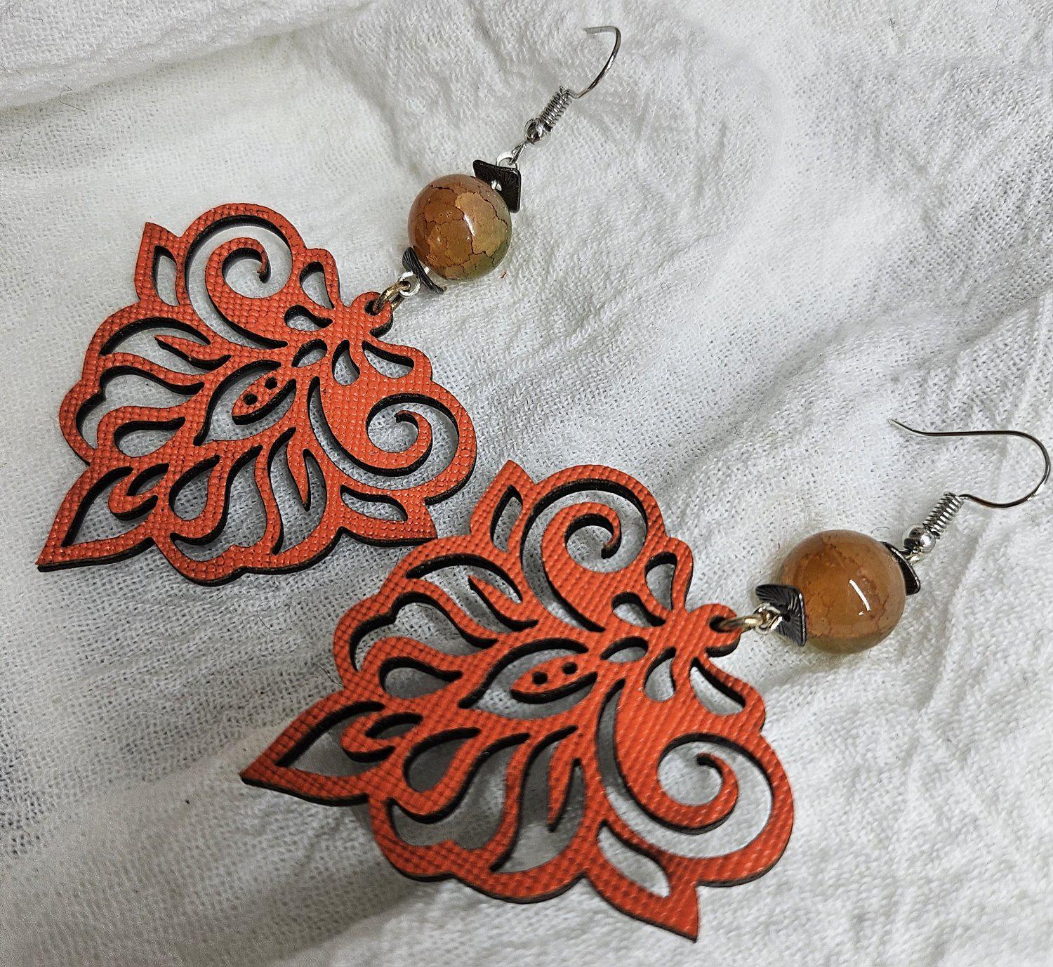 Chandelier  Stone Cluster Earrings  Rustic Boho Handmade Jewelry Gift for Her  Free Shipping  Unique Style