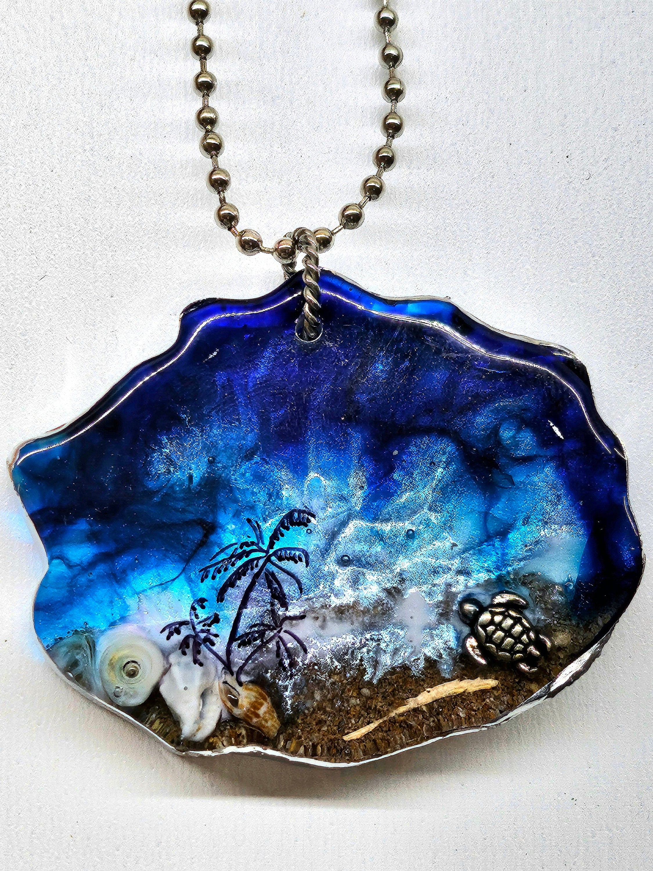 Hawaii Sand  Shells Pendant Necklace on Stainless Steel Chain  Tropical Beach Jewelry  Aloha Spirit Accessory for Stylish Everyday Wear