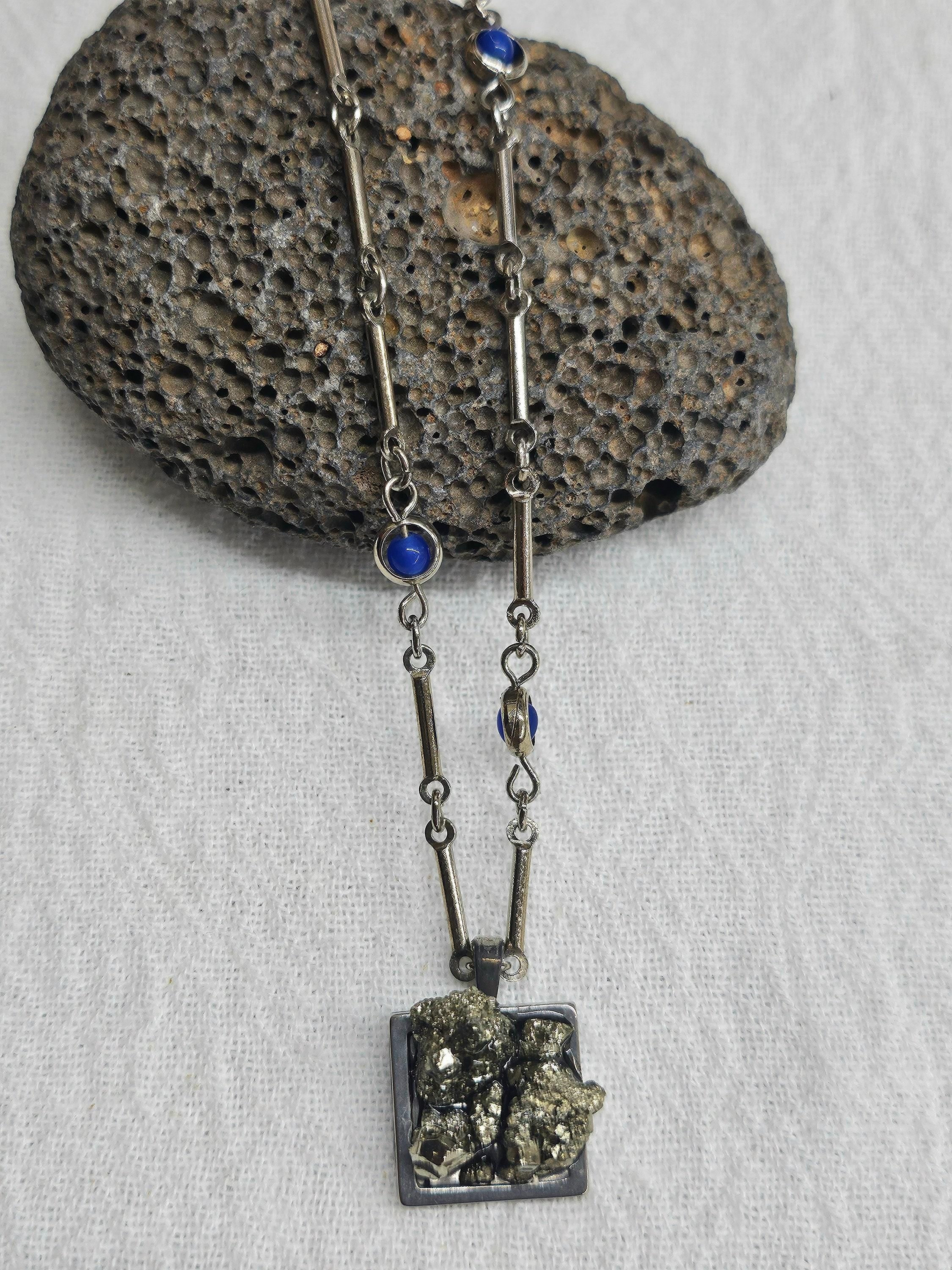 Pyrite Nugget Pendant Necklace - Rustic Boho Handmade Jewelry Gift for Her - Unique Statement Piece with Free Shipping