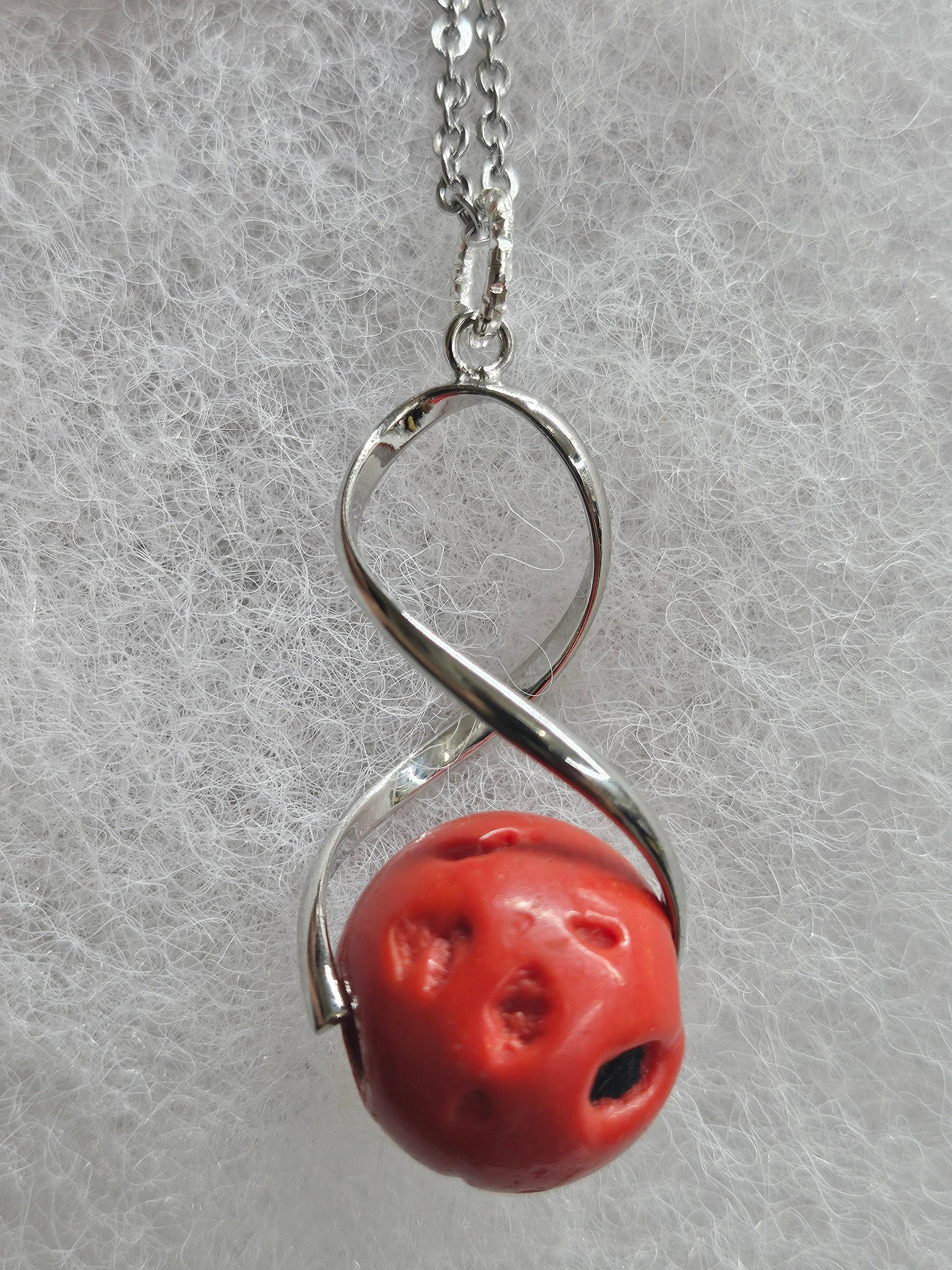 Red Coral Pendant Necklace for Women  Rustic Boho Handmade Jewelry Gift  Unique Ocean-Inspired Accessory with Free Shipping