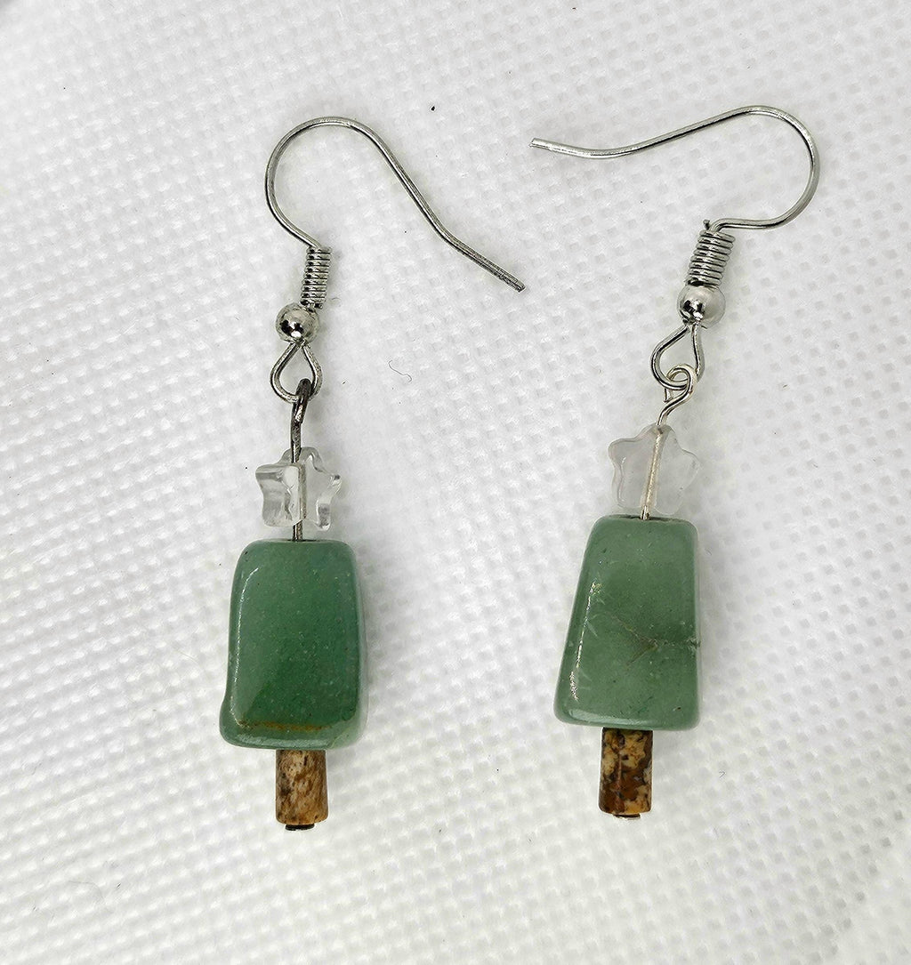 Green Aventurine Drop/Dangle Earrings Rustic Boho Handmade Jewelry Gift for Her Free Shipping | Rustic Boho Jewelry #326